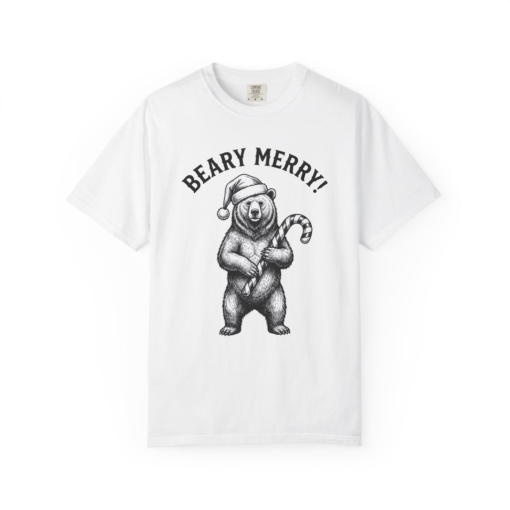 Bear Santa Hat Shirt Christmas Animal Gift Women Hand Drawn Tee Teddy T-Shirt Xmas Fan Illustrated Tshirt Wildlife Graphic Vintage Candy