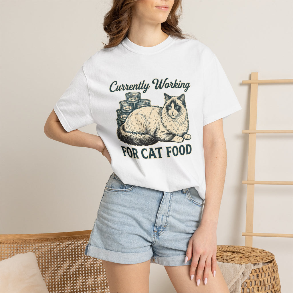 Ragdoll Pussycat Shirt Cat Companion Gift Women Distressed Tee Cat T-Shirt Cat Fan Vintage Tshirt Friend Graphic Line Art Kitty Food Cans