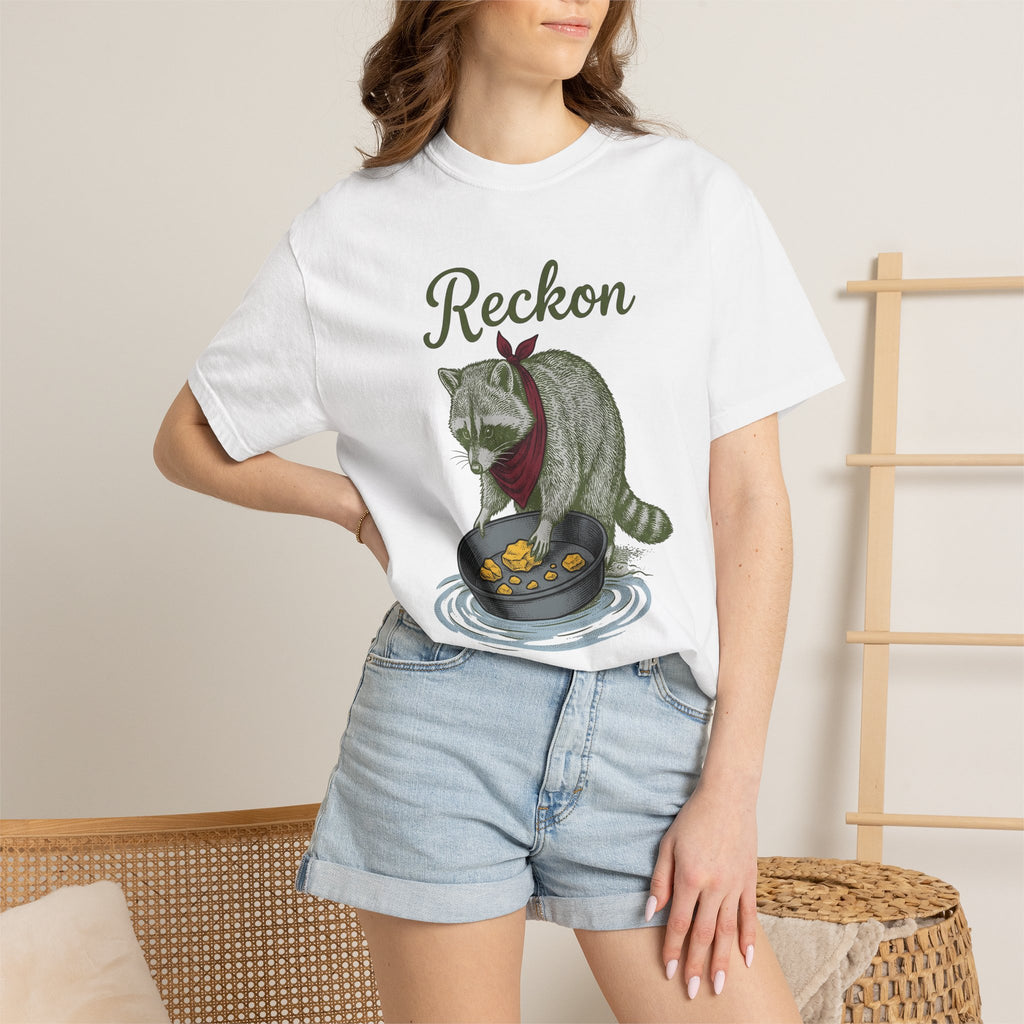 Raccoon Scarf Shirt Funny Wildlife Gift Women Retro Design Tee Raccoon T-Shirt Humor Fan Vintage Tshirt Animal Graphic Sketch Gold Coins
