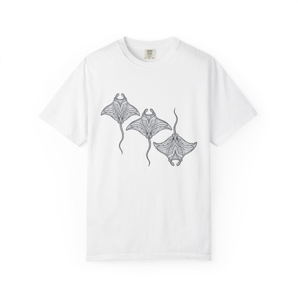 Manta Ray Shirt Ocean Animal Gift Women Boho Tee Devil Ray T-Shirt Sea Fan Mobula Graphic Tshirt Line Art Mandala Tshirt