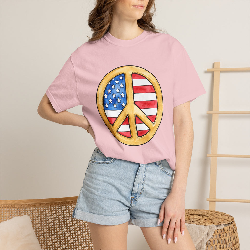 Peace Hand Shirt 4th Of July America Gift Women Hand Painted Tee Fist T-Shirt Independence Day Enthusiast Painted Tshirt Patriotic Graphic