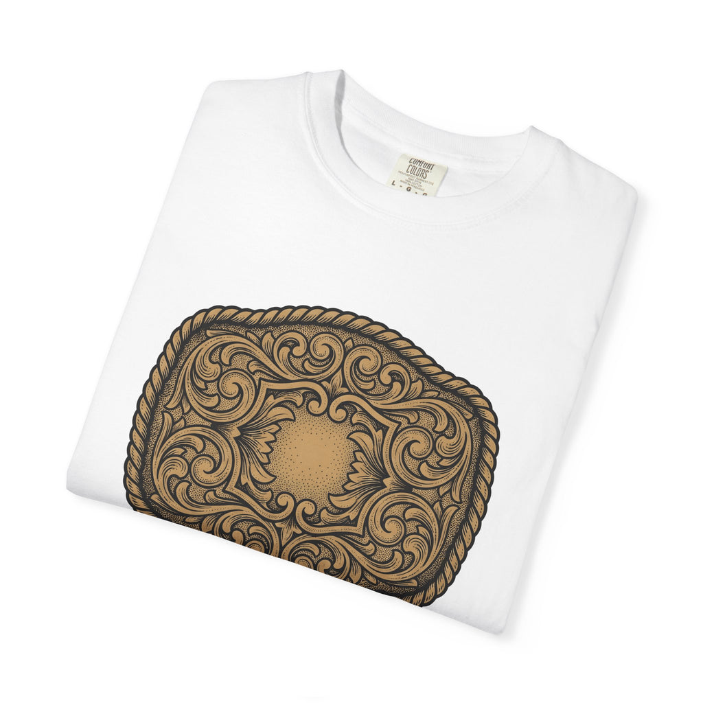Cowboy Belt Buckle Shirt Cowgirl Western Gift Women Retro Tee Belt Buckle T-Shirt Rodeo Fan Vintage Tshirt Country Graphic Sketch Flower