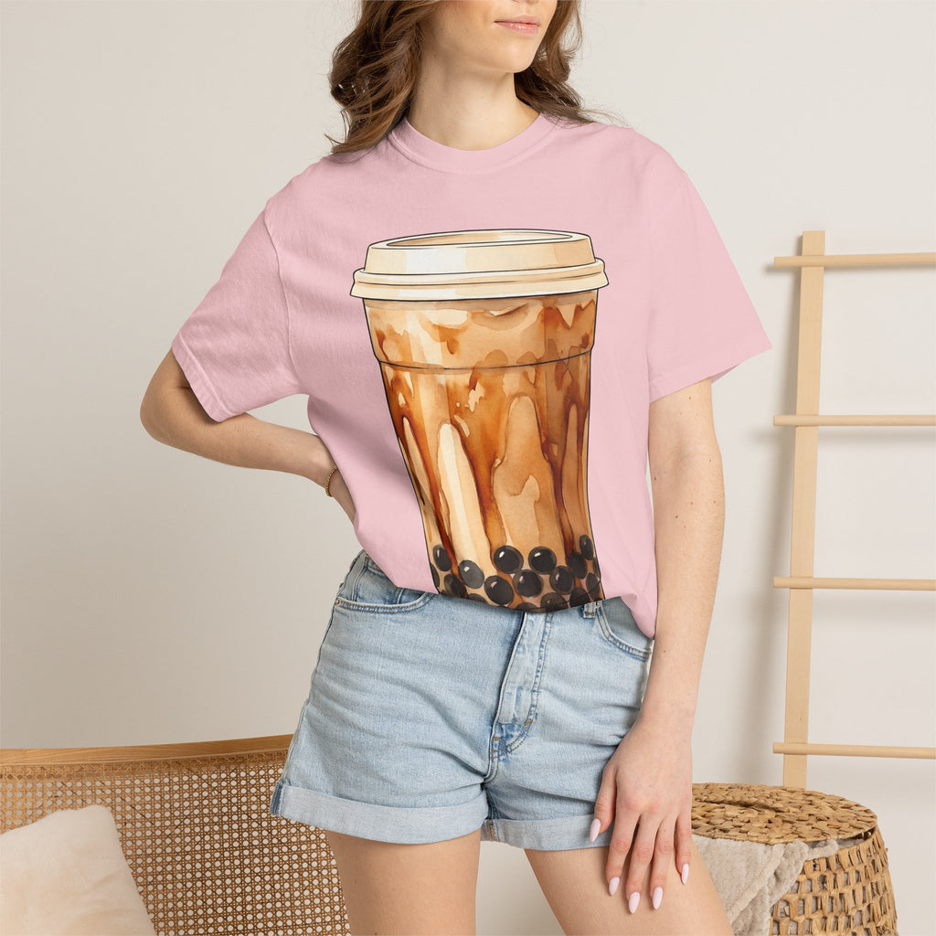 Bubble Tea Shirt Drinks Foodie Gift Women Watercolor Tee Boba T-Shirt Beverage Fan Tea Graphic Minimal Boba Pearls Tshirt