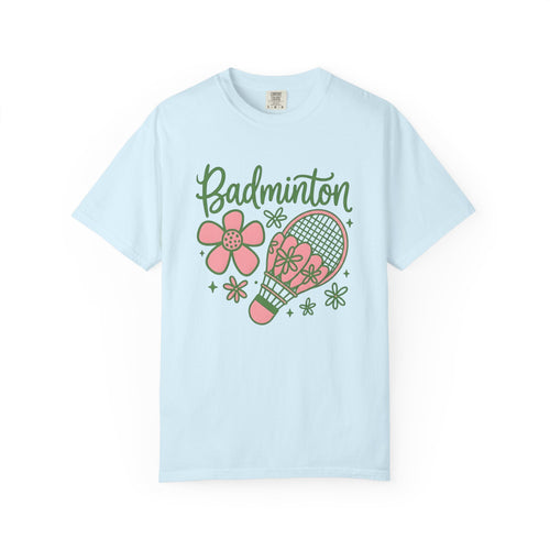 Badminton Racket Shirt Badminton Floral Gift Women Playful Tee Racket T-Shirt Badminton Enthusiast Fun Tshirt Botanical Graphic Retro Flower
