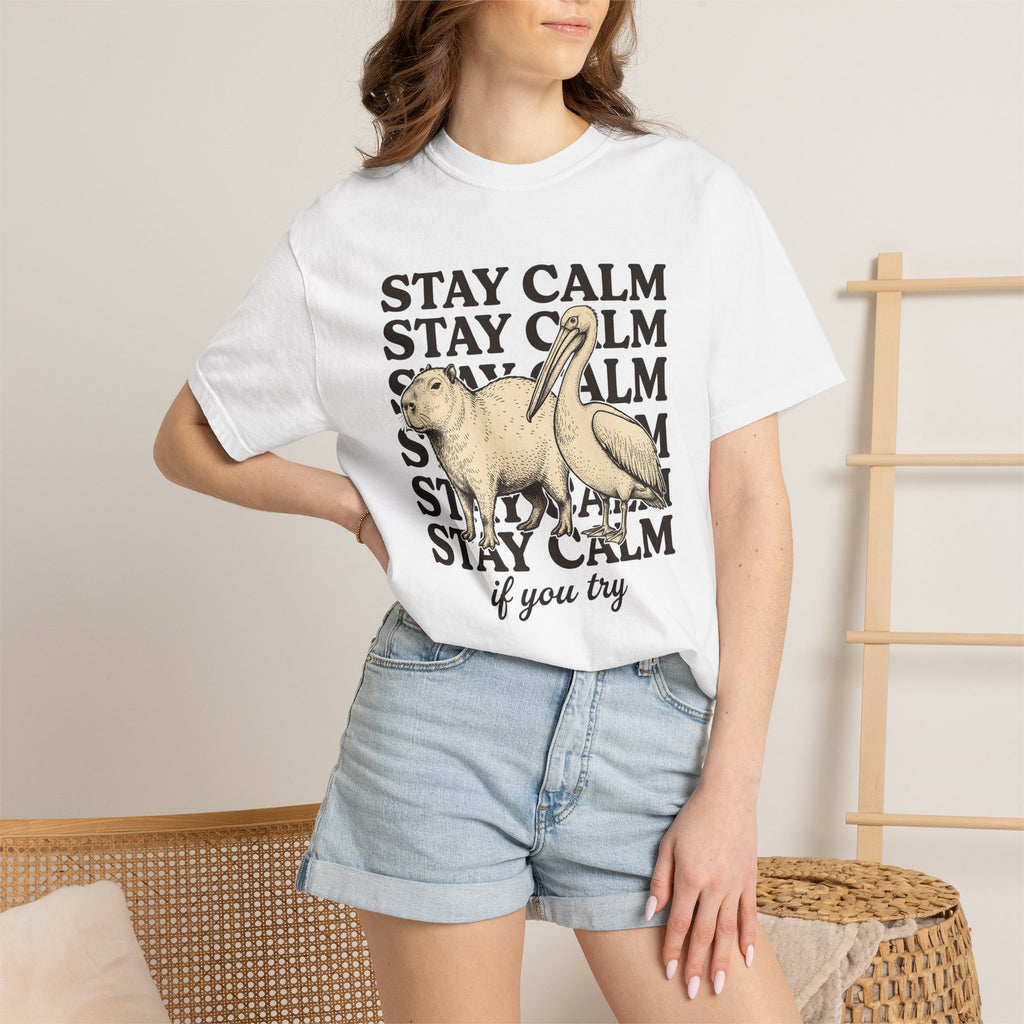 Capybara Bird Shirt Funny Wildlife Gift Women Retro Tee Rodent T-Shirt Comedy Fan Vintage Tshirt Wildlife Graphic Sketch Animal Pair Tshirt