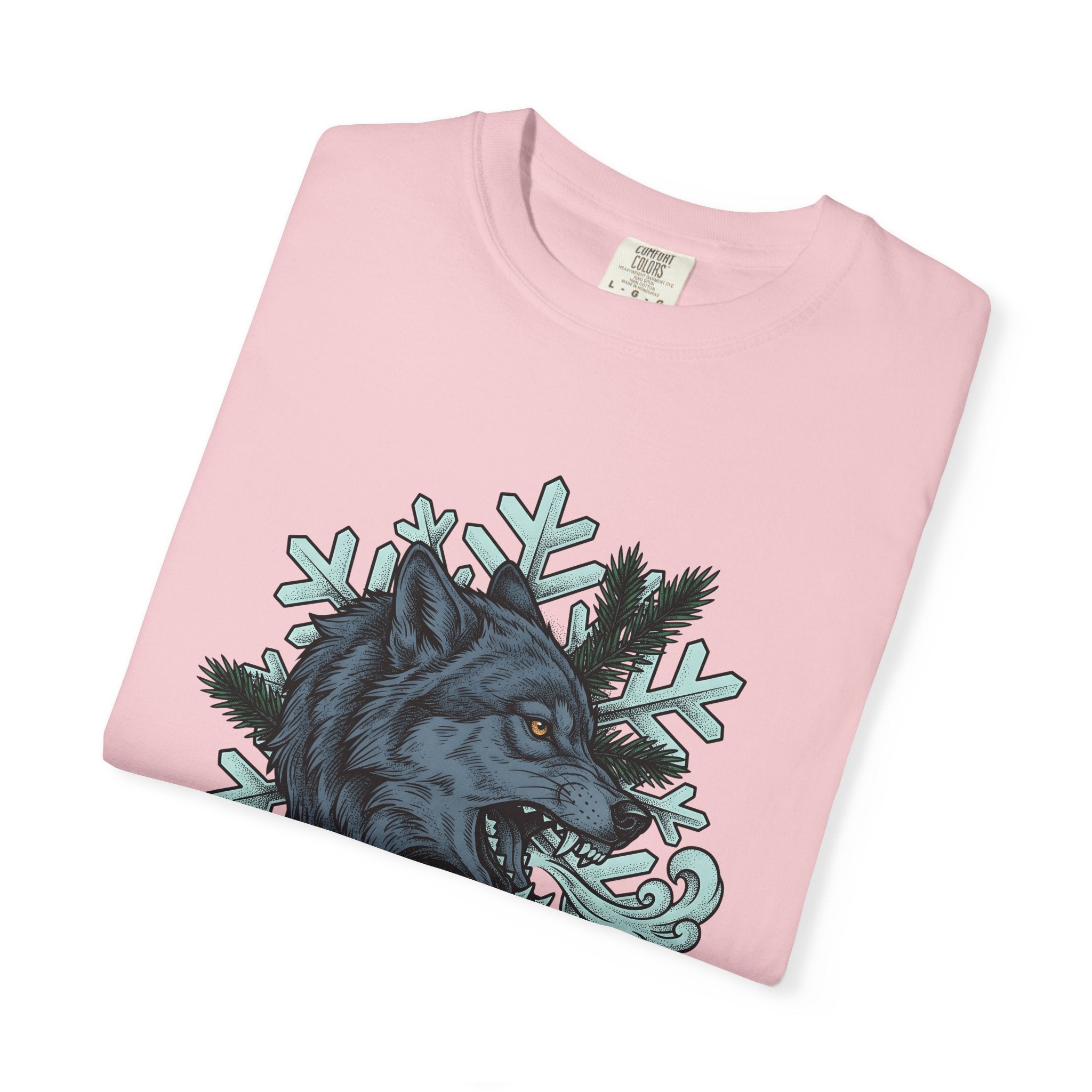 Wolf Head Shirt Winter Animal Gift Women Tattoo Style Tee Wolf T-Shirt Snow Fan Canine Graphic Tshirt Vintage Snowflake Tshirt