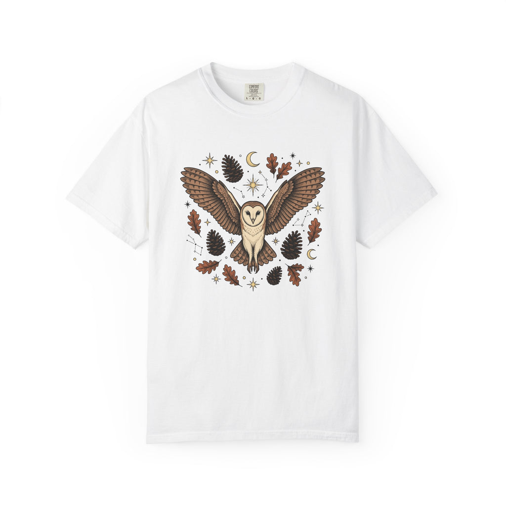 Barn Owl Shirt Animals Outdoors Gift Women Tribal Tee Owl T-Shirt Wildlife Enthusiast Primitive Tshirt Nature Graphic Antique Pinecone
