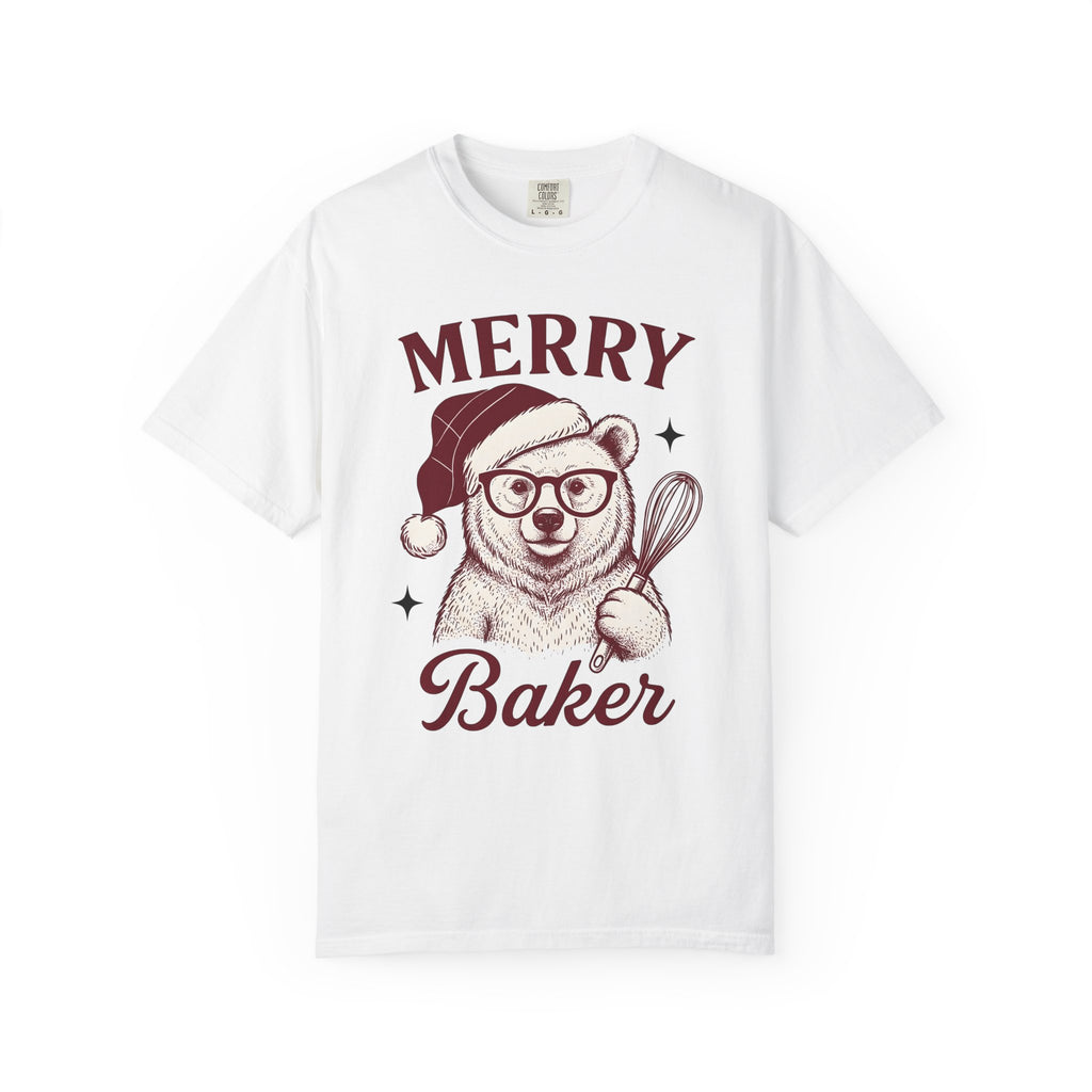 Bear Festive Hat Shirt Christmas Dessert Gift Women Doodle Tee Teddy T-Shirt Christmas Fan Cartoon Tshirt Sweets Graphic Minimalist Spoon