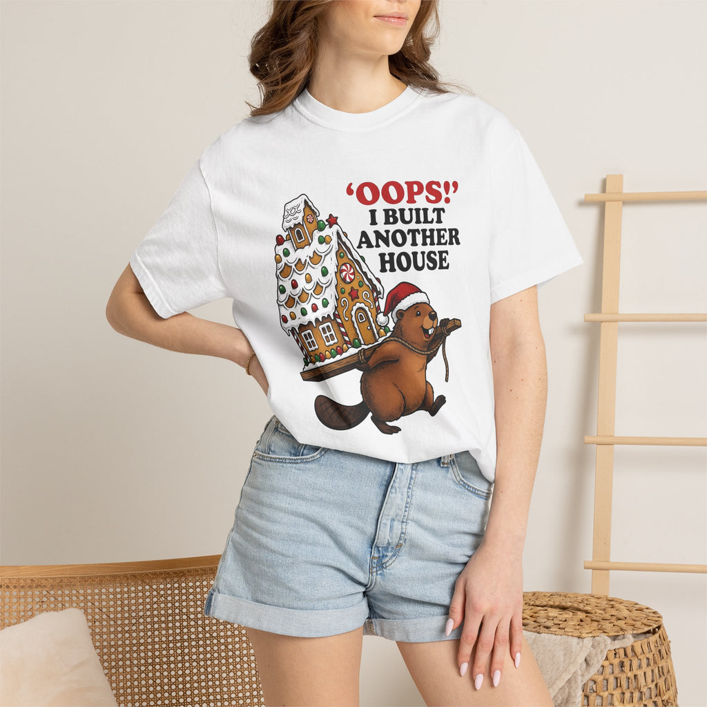Beaver Gingerbread Cabin Shirt Christmas Pets Gift Women Animated Tee Gingerbread House T-Shirt Xmas Fan Cartoon Tshirt Animal Graphic