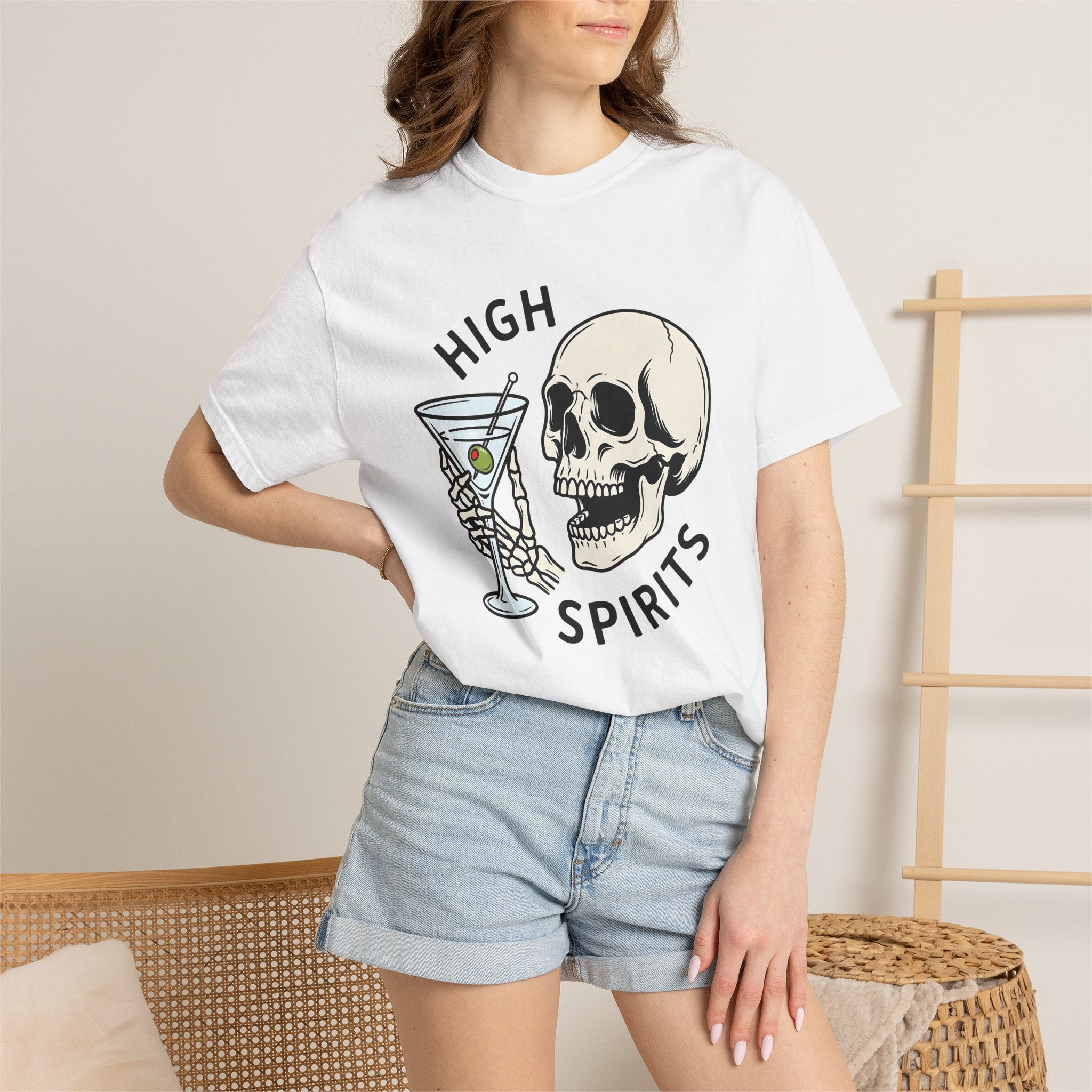 Skull Martini Glass Shirt Drinks Halloween Decorations Gift Women Pop Art Tee Martini Glass T-Shirt Cocktail Fan Retro Tshirt Spooky Graphic