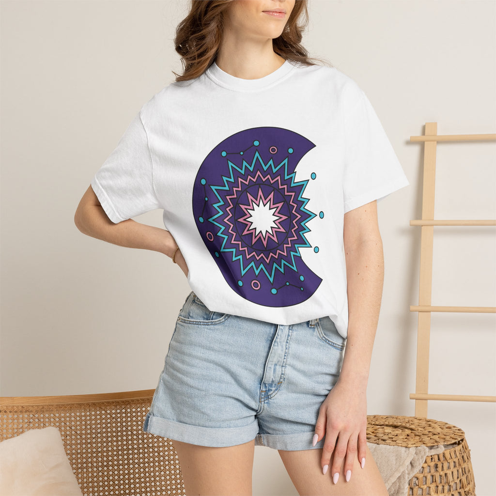 Mandala Moon Shirt Boho Chic Celestial Gift Women Geometric Tee Lunar T-Shirt Hippie Fan Tribal Tshirt Galaxy Graphic Minimalist Star Tshirt