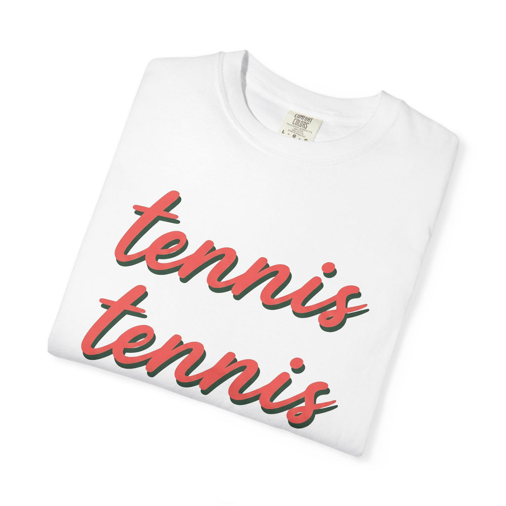 Tennis Font Shirt Tennis Player Gift Women Old School Tee Typography T-Shirt Tennis Fan Vintage Tshirt Athlete Graphic Basic Multi-Layer