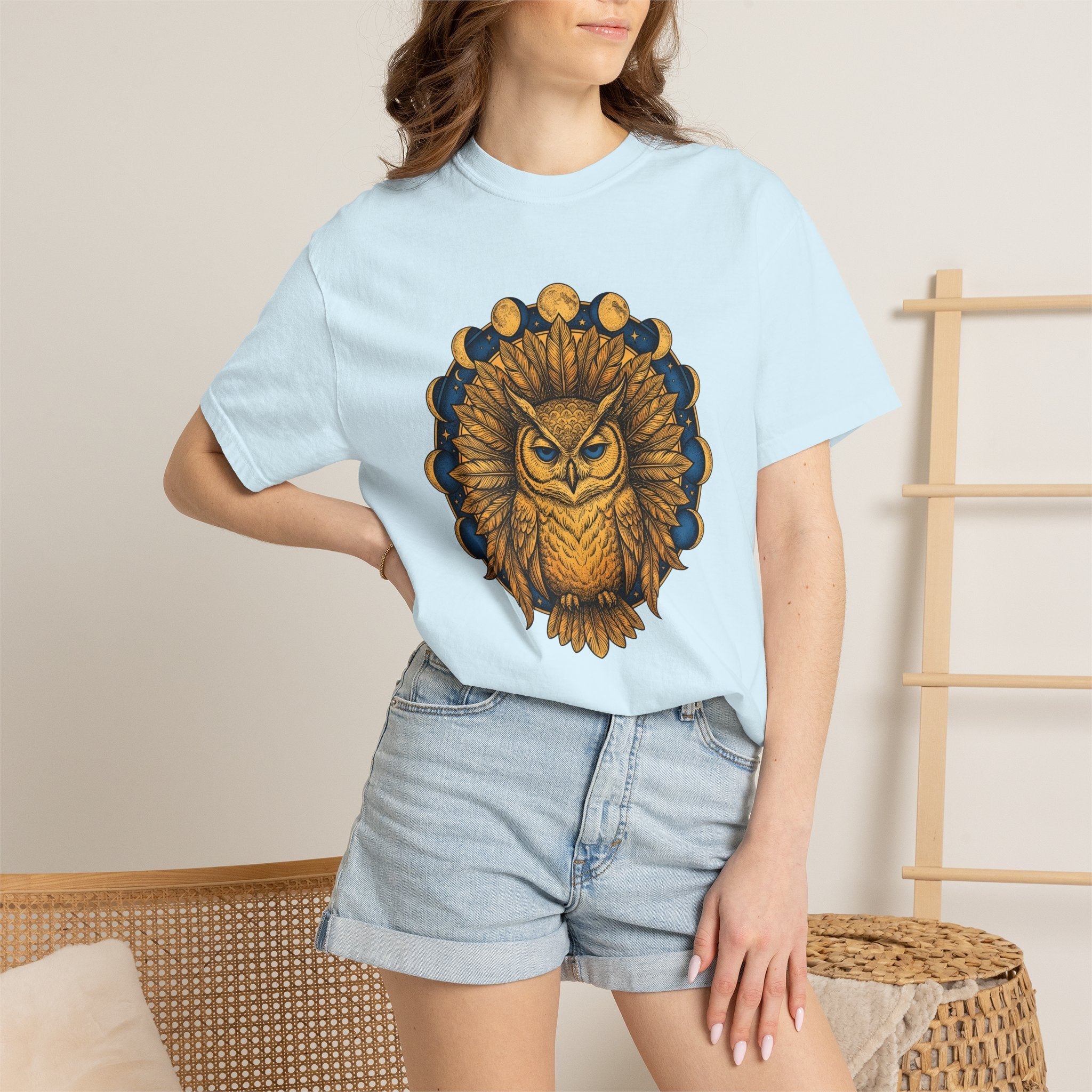 Owl Mandala Shirt Boho Chic Celestial Gift Women Boho Tee Owl T-Shirt Bohemian Fan Hippie Tshirt Astrology Graphic Vintage Moon Phases