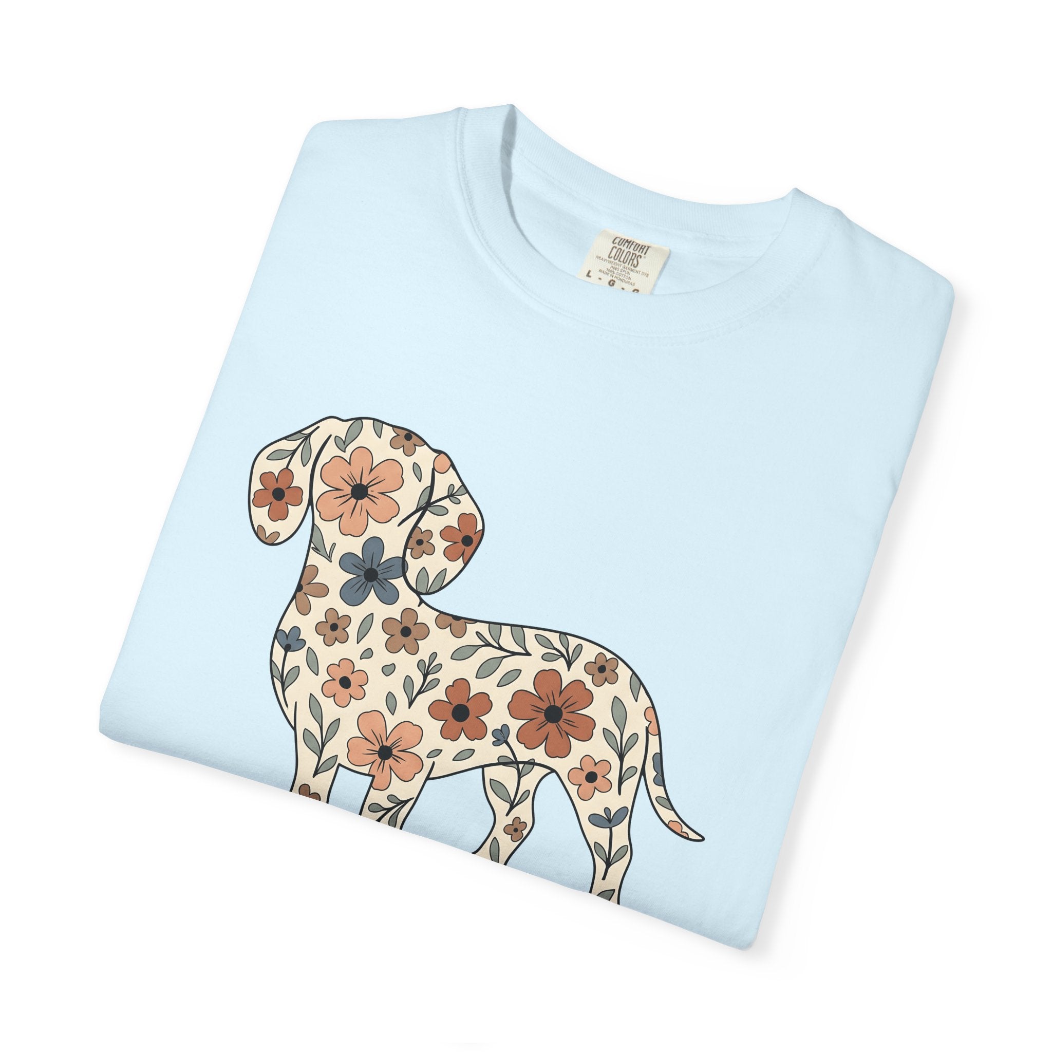 Dachshund Floral Shirt Dog Floral Gift Women Boho Tee Wiener Dog T-Shirt Dog Fan Hippie Tshirt Botanical Graphic Minimalist Flowers Tshirt
