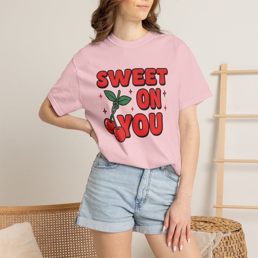 Cherry Print Shirt St. Valentine's Day Partners Gift Women Colorful Tee Cherry T-Shirt Valentine Fan Vibrant Tshirt Couples Graphic Classic