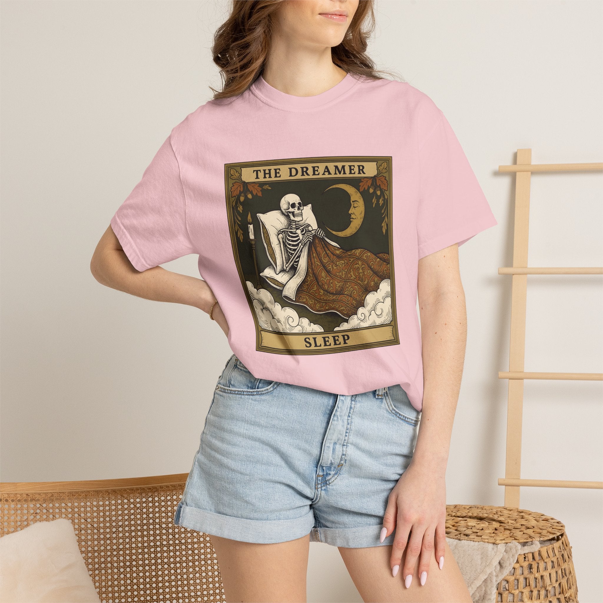 Skeleton Bed Shirt Boho Chic Gothic Gift Women Vintage Tee Bedframe T-Shirt Bohemian Fan Retro Tshirt Dark Graphic Boho Crescent Moon Tshirt