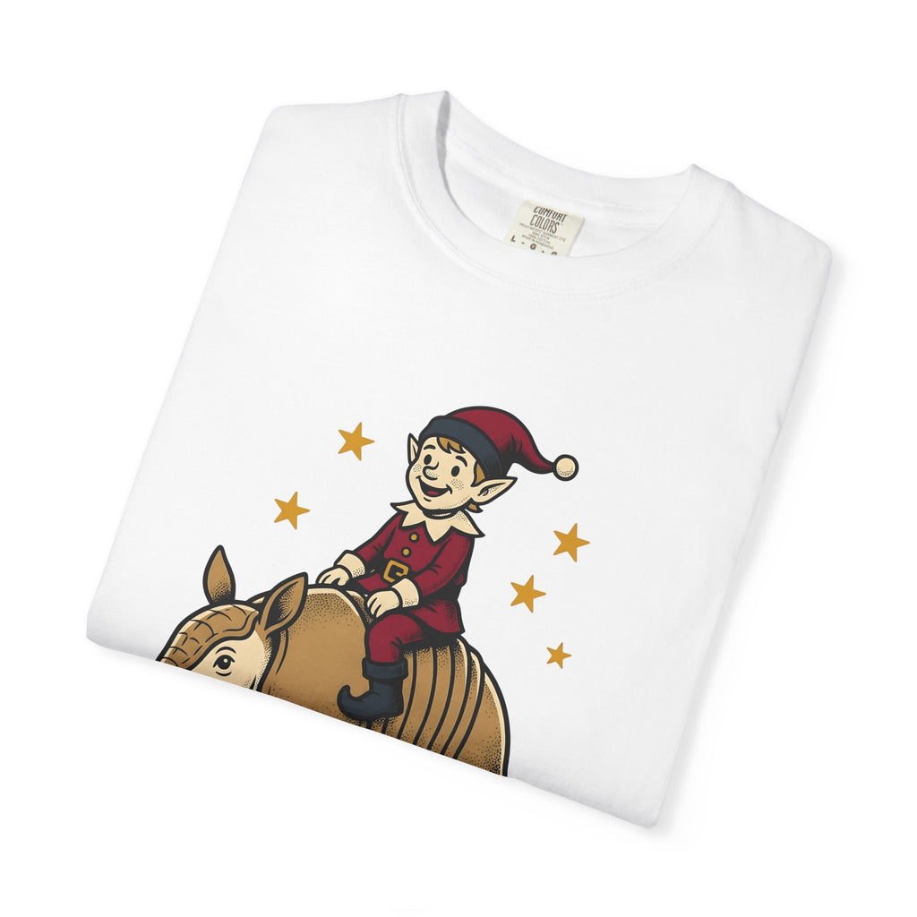Elf Armadillo Shirt Christmas Fauna Gift Women Caricature Tee Armadillo T-Shirt Xmas Fan Cartoon Tshirt Wildlife Graphic Classic Stars