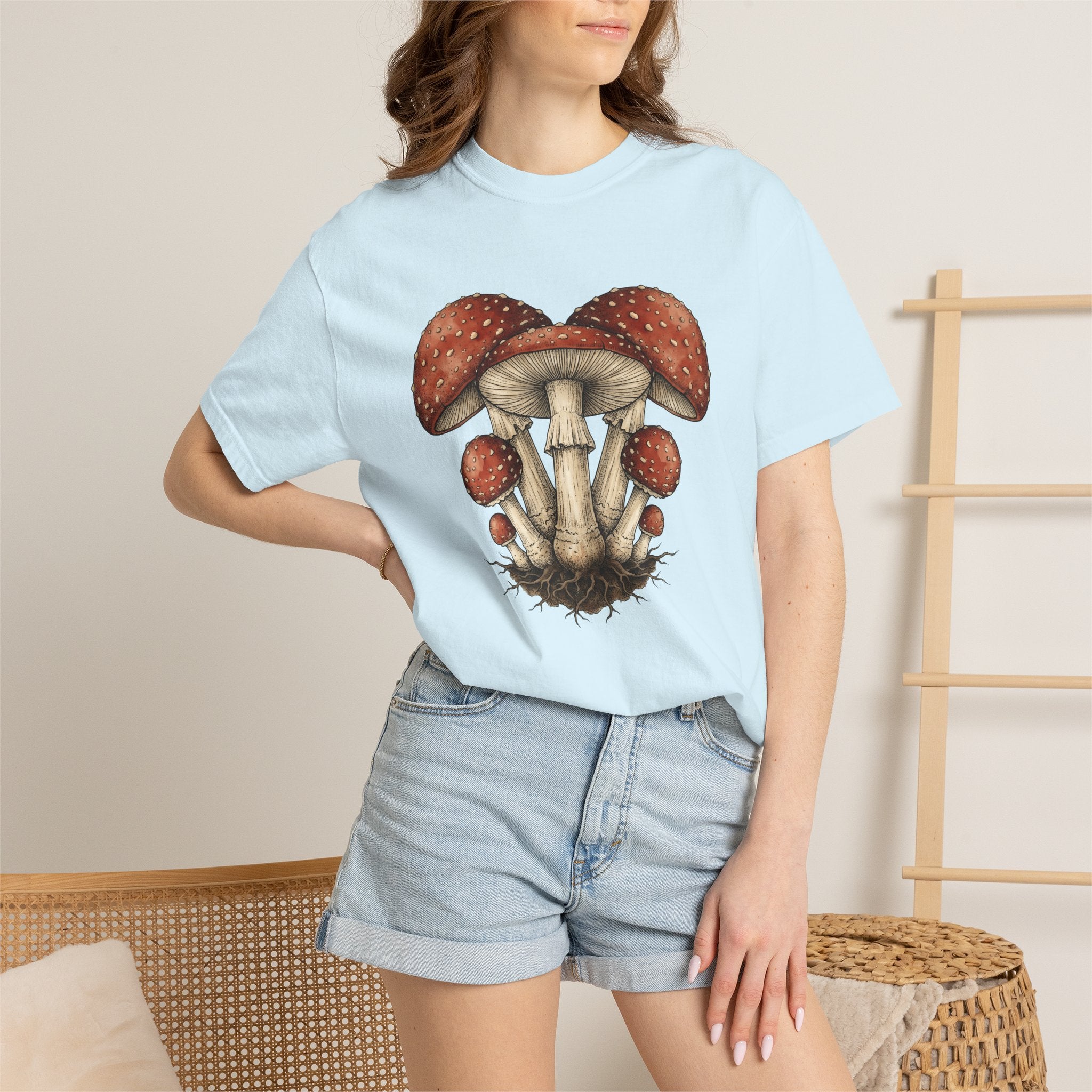 Fungi Cluster Shirt Mushrooms Wildlife Gift Women Nature Illustration Tee Mushroom T-Shirt Fungal Fan Botanical Tshirt Wildlife Graphic