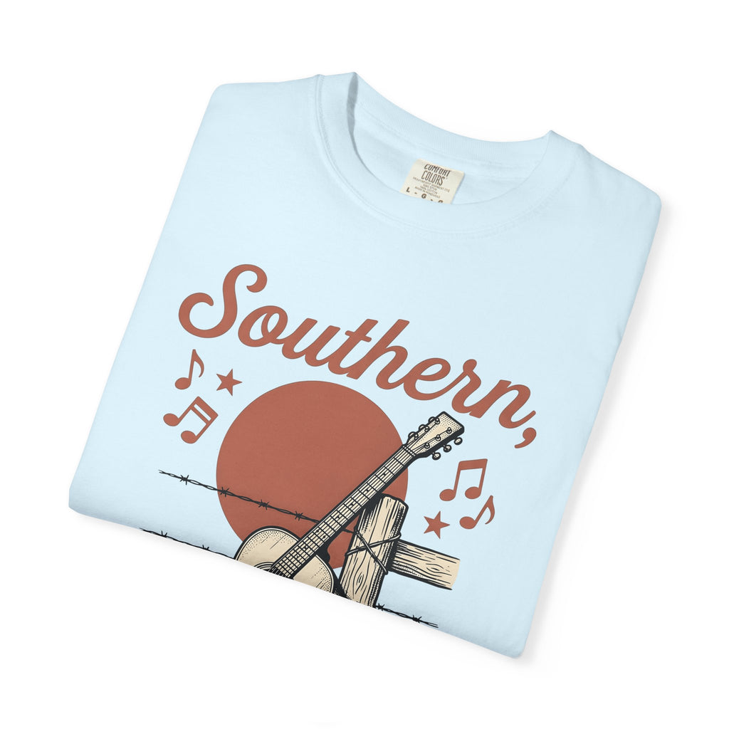 Guitar Fence Shirt Cowgirl Country Gift Women Vintage Tee Fence T-Shirt Cowboy Fan Retro Tshirt Country Graphic Hand Drawn Music Notes
