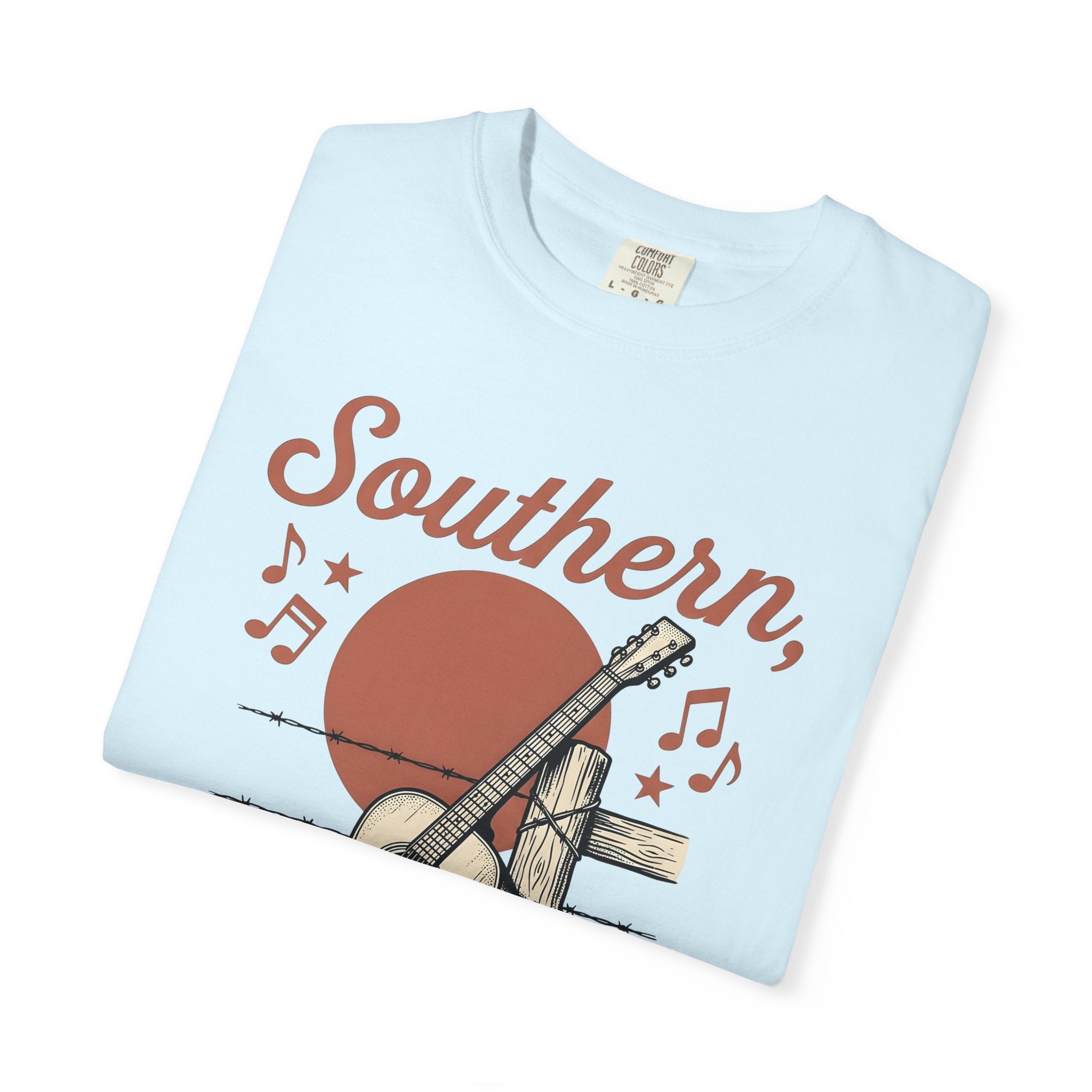 Guitar Fence Shirt Cowgirl Country Gift Women Vintage Tee Fence T-Shirt Cowboy Fan Retro Tshirt Country Graphic Hand Drawn Music Notes