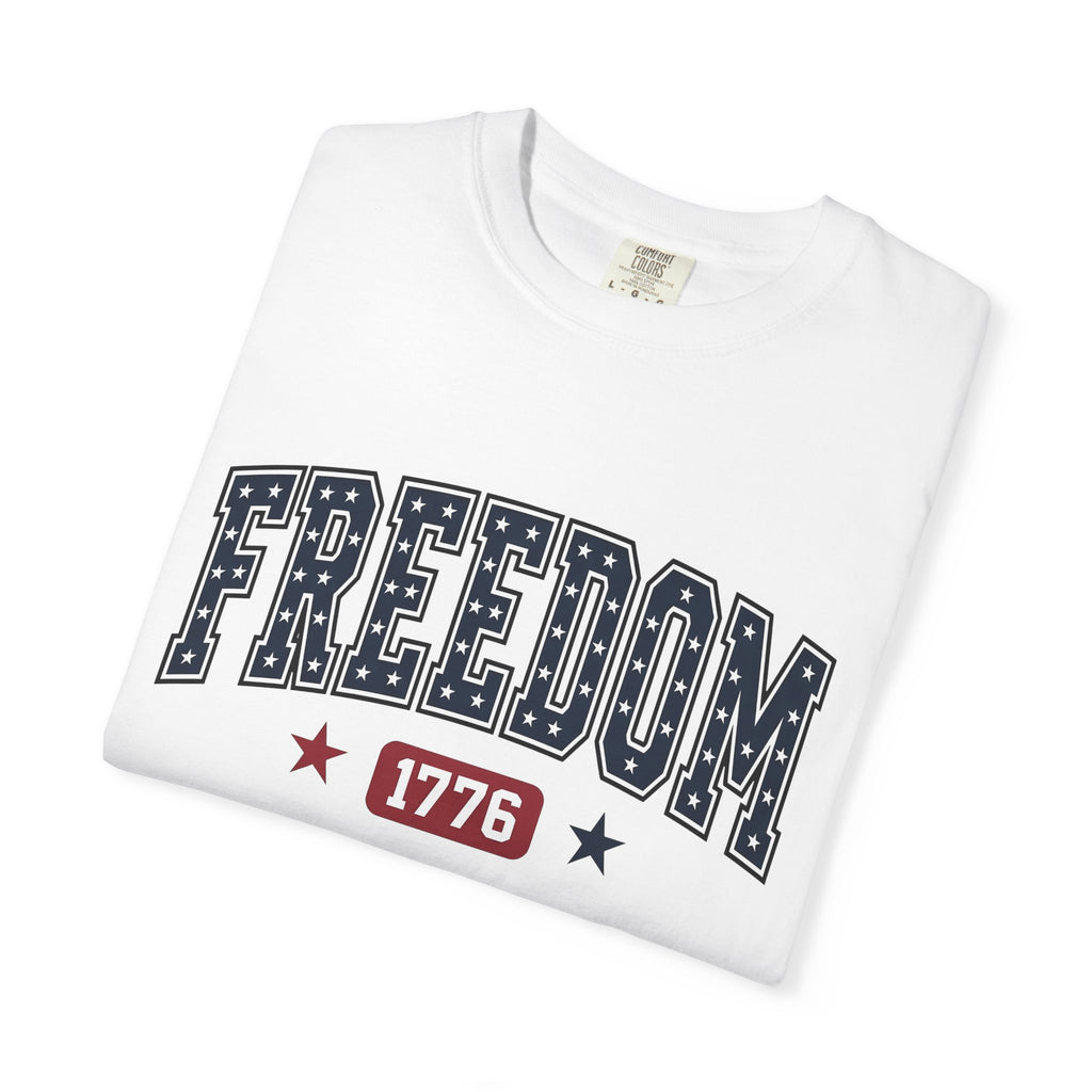 Star Pattern Text Shirt America Holiday Gift Women Patriotic Tee Typography T-Shirt American Enthusiast Retro Tshirt Celebration Graphic