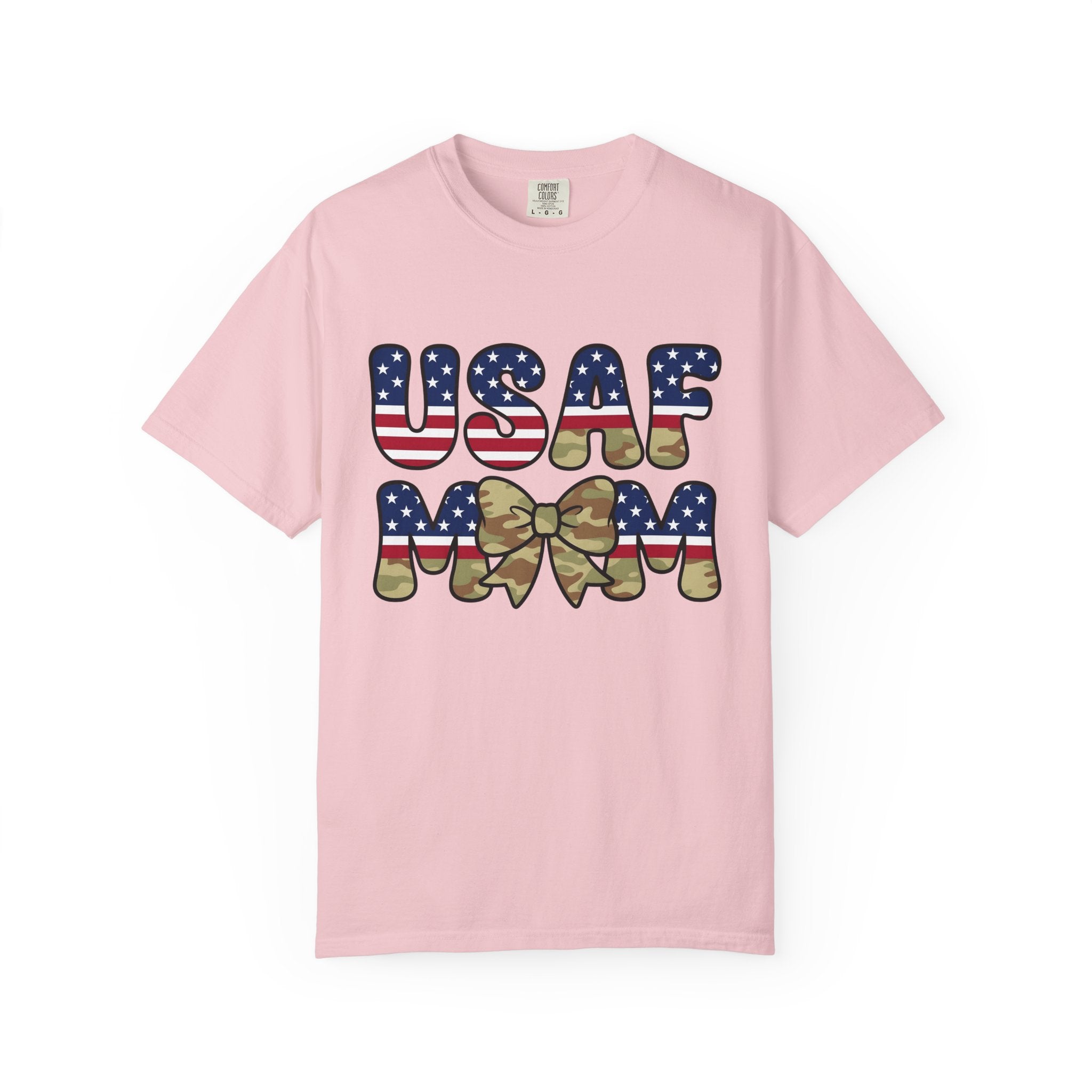 Camo Hair Bow Shirt Military Mom Freedom Gift Women Thick Tee Hair Bow T-Shirt Military Wife Fan Bold Tshirt Liberty Graphic Old School