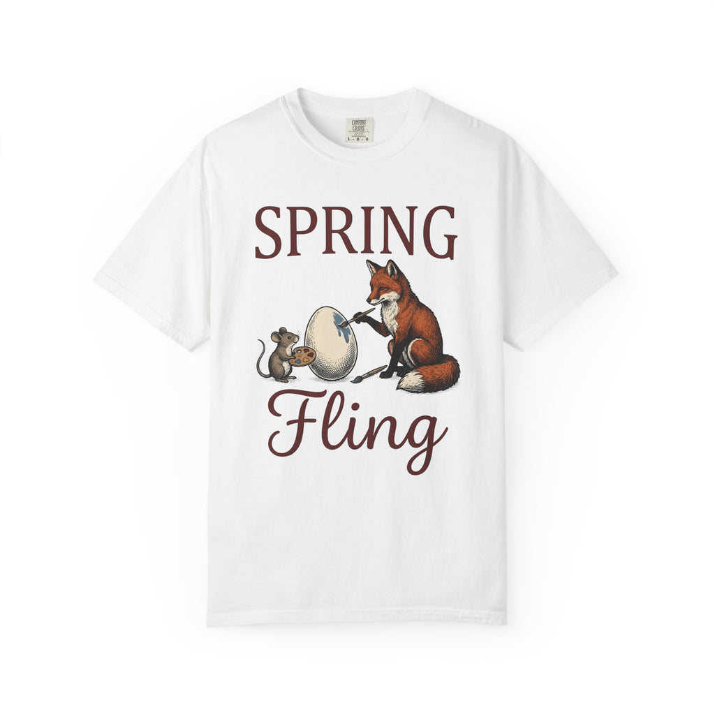 Fox Rodent Egg Shirt Easter Fauna Gift Women Classic Tee Vixen T-Shirt Easter Fan Retro Tshirt Wildlife Graphic Line Art Paint Brush Tshirt