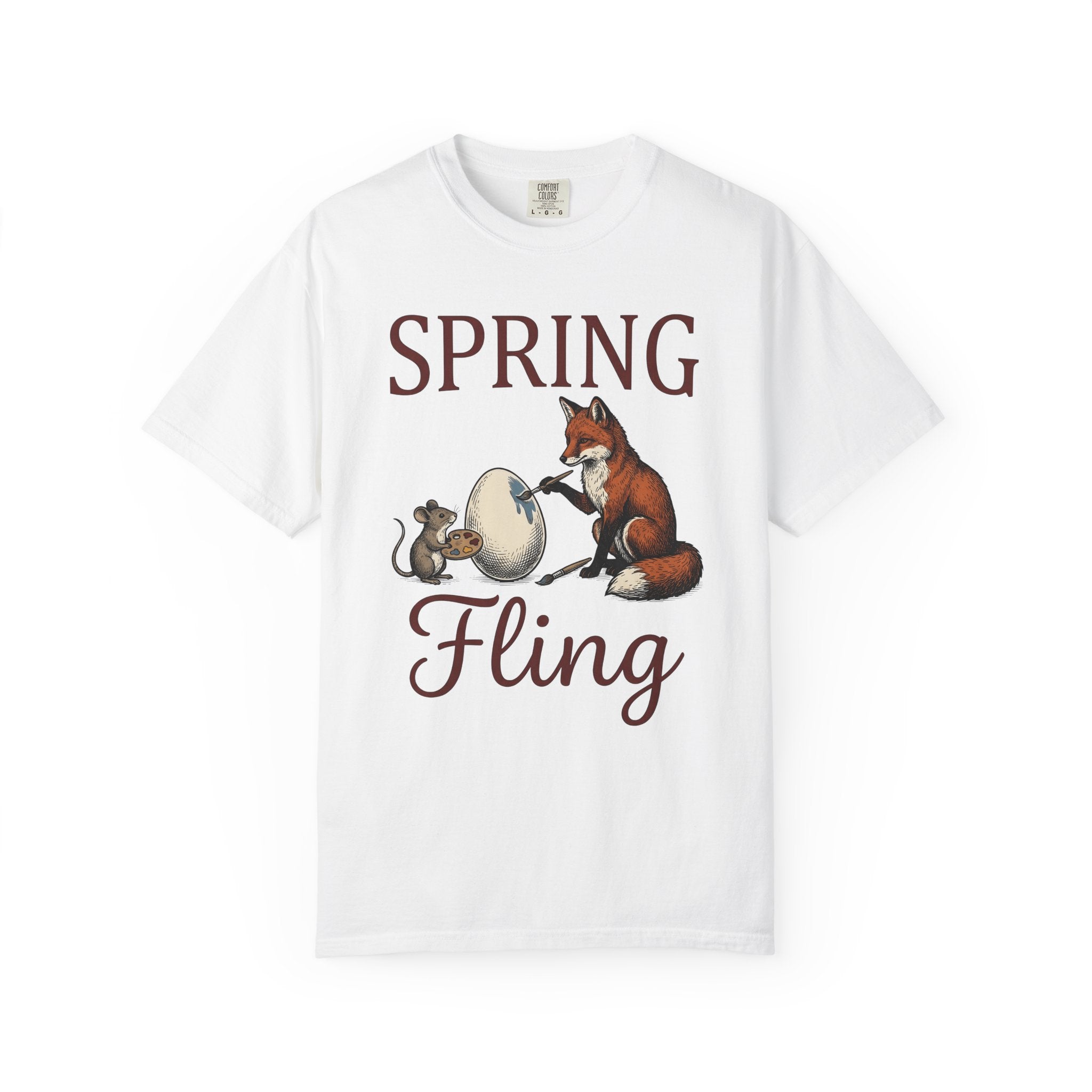 Fox Rodent Egg Shirt Easter Fauna Gift Women Classic Tee Vixen T-Shirt Easter Fan Retro Tshirt Wildlife Graphic Line Art Paint Brush Tshirt