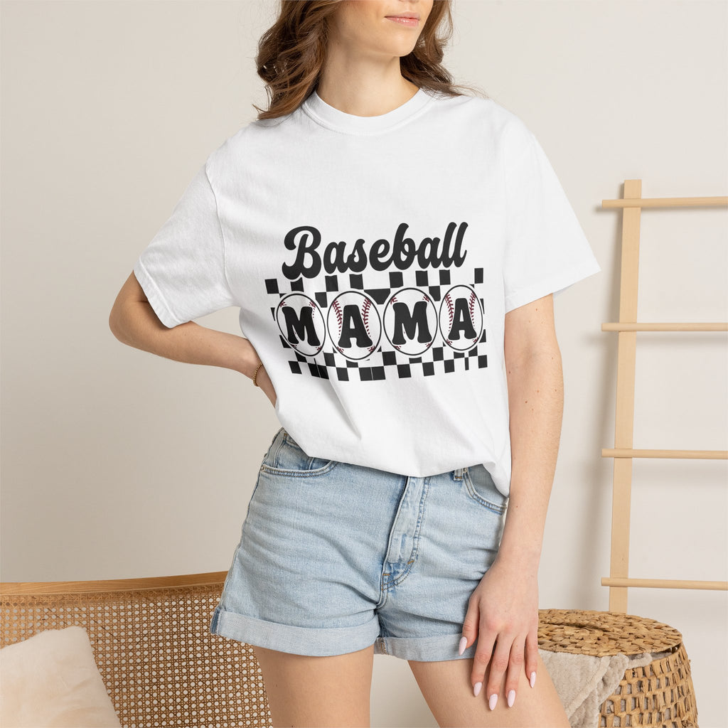 Baseball Mom Shirt Baseball Mom Sports Gift Women Bold Tee Mom T-Shirt Baseball Fan Branded Tshirt Athletic Graphic Retro Checkered Tshirt
