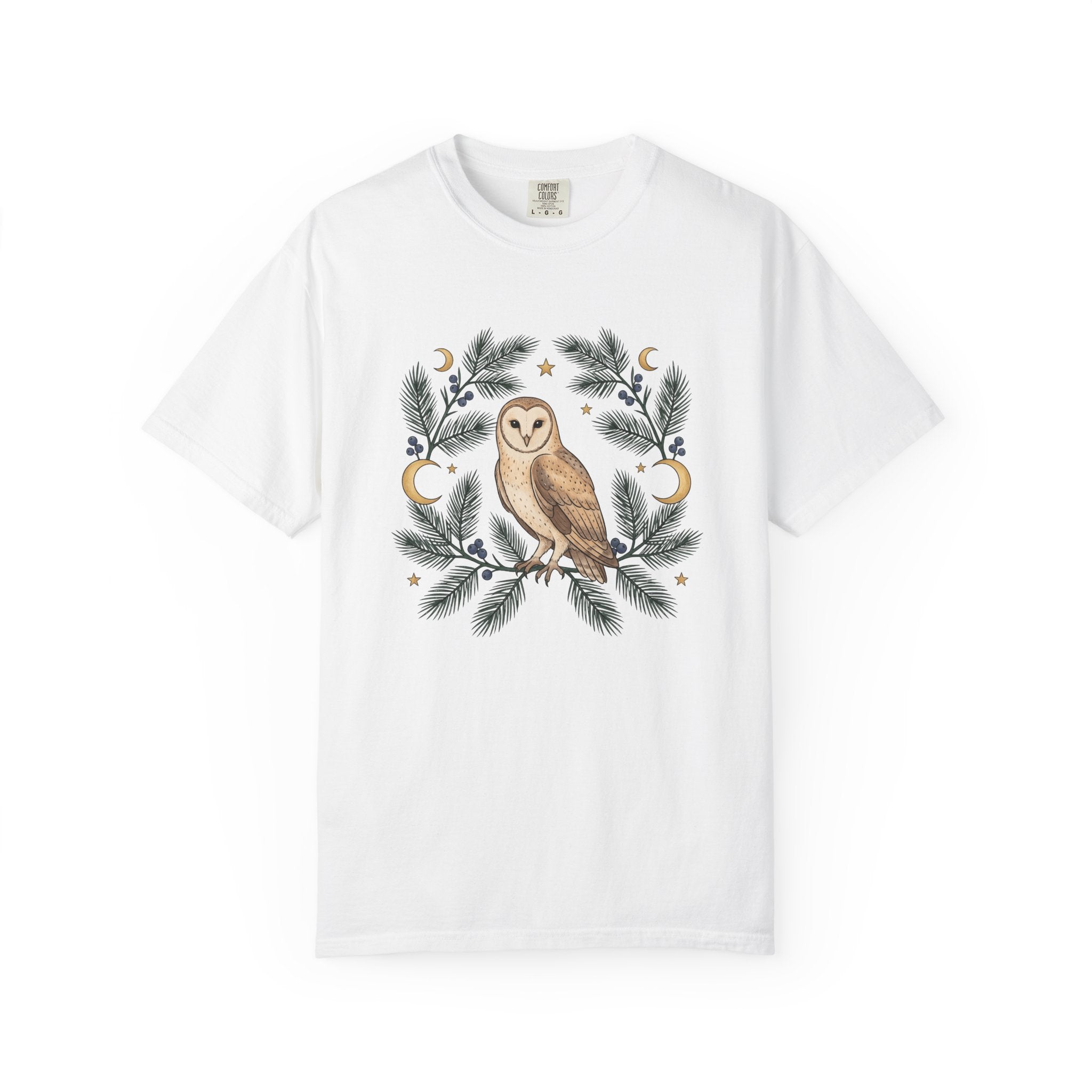 Desert Owl Shirt Animals Plants Gift Women Sketch Tee Owl T-Shirt Wildlife Fan Drawing Design Rustic Cedar Branch Tshirt