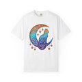 Celestial Cat Shirt Cat Moon Gift Women Boho Tee Kitty T-Shirt Cat Fan Feline Tshirt Lunar Graphic Psychedelic Stars Tshirt
