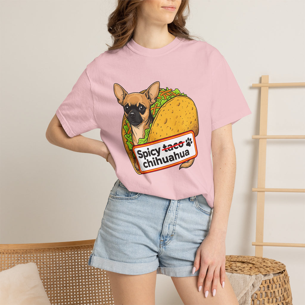 Chihuahua Taco Shirt Dog Treats Gift Women Animated Tee Taco T-Shirt Dog Fan Cartoon Tshirt Snack Graphic Bright Cheese Slice Tshirt