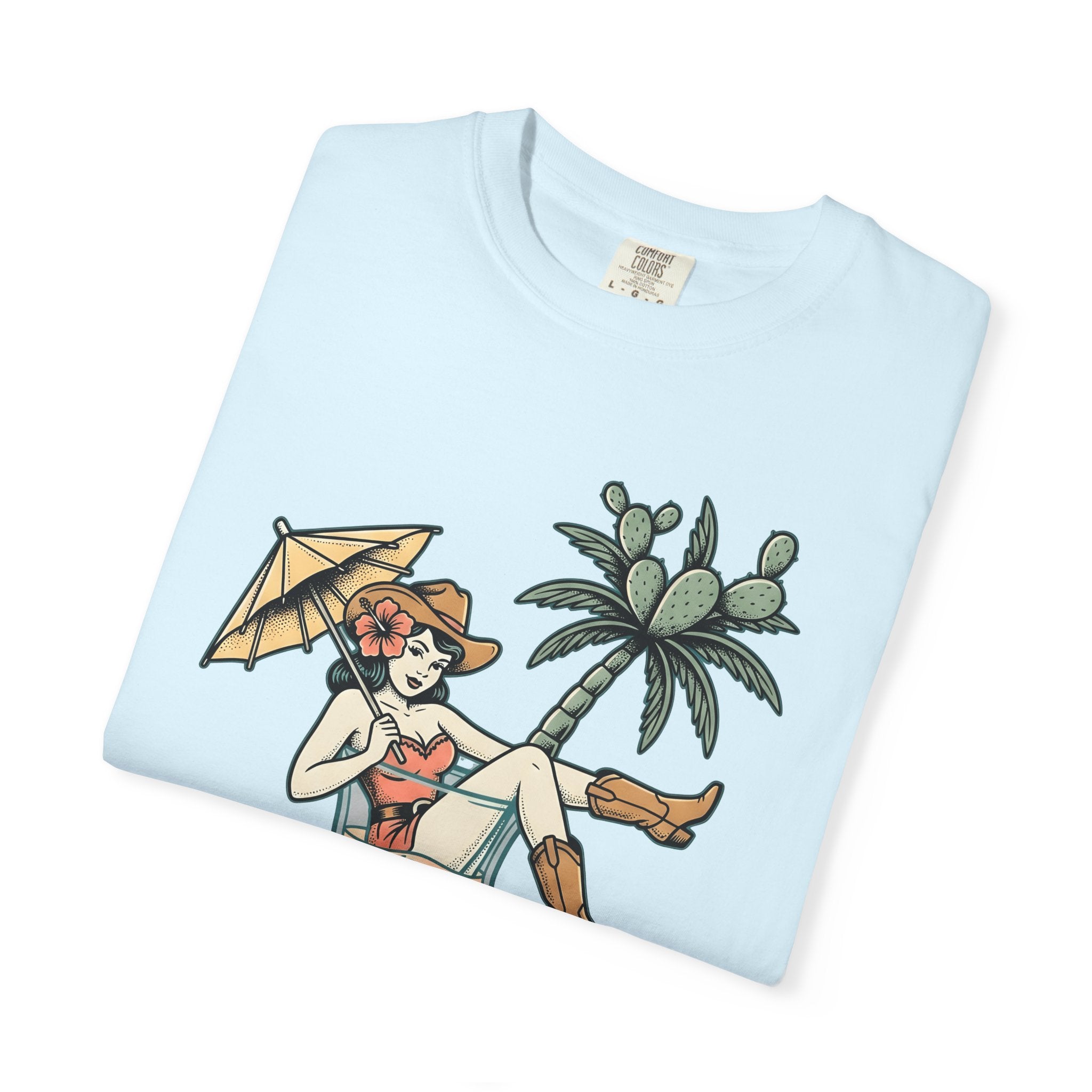 Cowgirl Cocktail Shirt Cowgirl Tropical Gift Women Pinup Tee Cocktail T-Shirt Cowboy Fan Vintage Tshirt Island Graphic Retro Cactus Tshirt