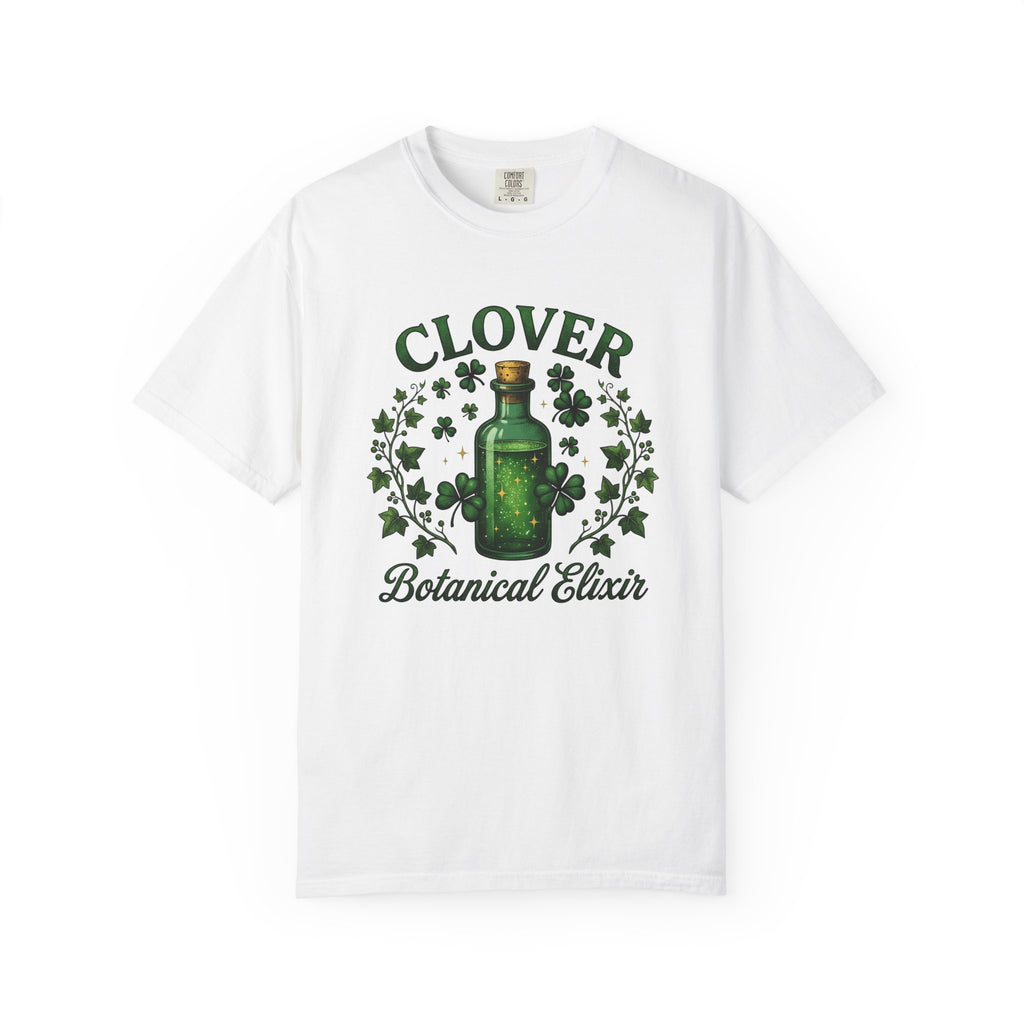 Lucky Potion Bottle Shirt St Patrick's Day Flora Gift Women Antique Tee Potion Bottle T-Shirt Shamrock Fan Vintage Tshirt Botanical Graphic