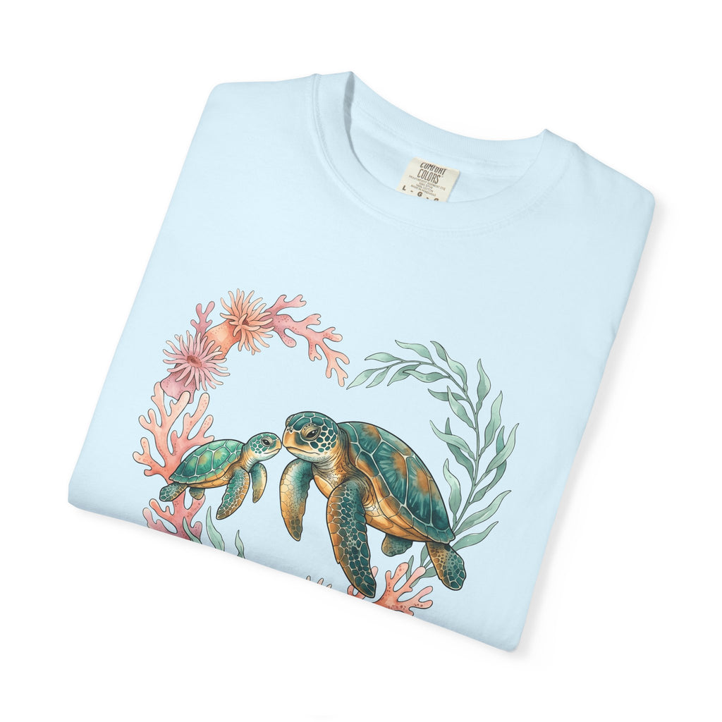 Sea Turtles Shirt Animals & Flowers Sea Life Gift Women Hand Painted Tee Turtle T-Shirt Wildlife Fan Painted Tshirt Ocean Graphic Line Art