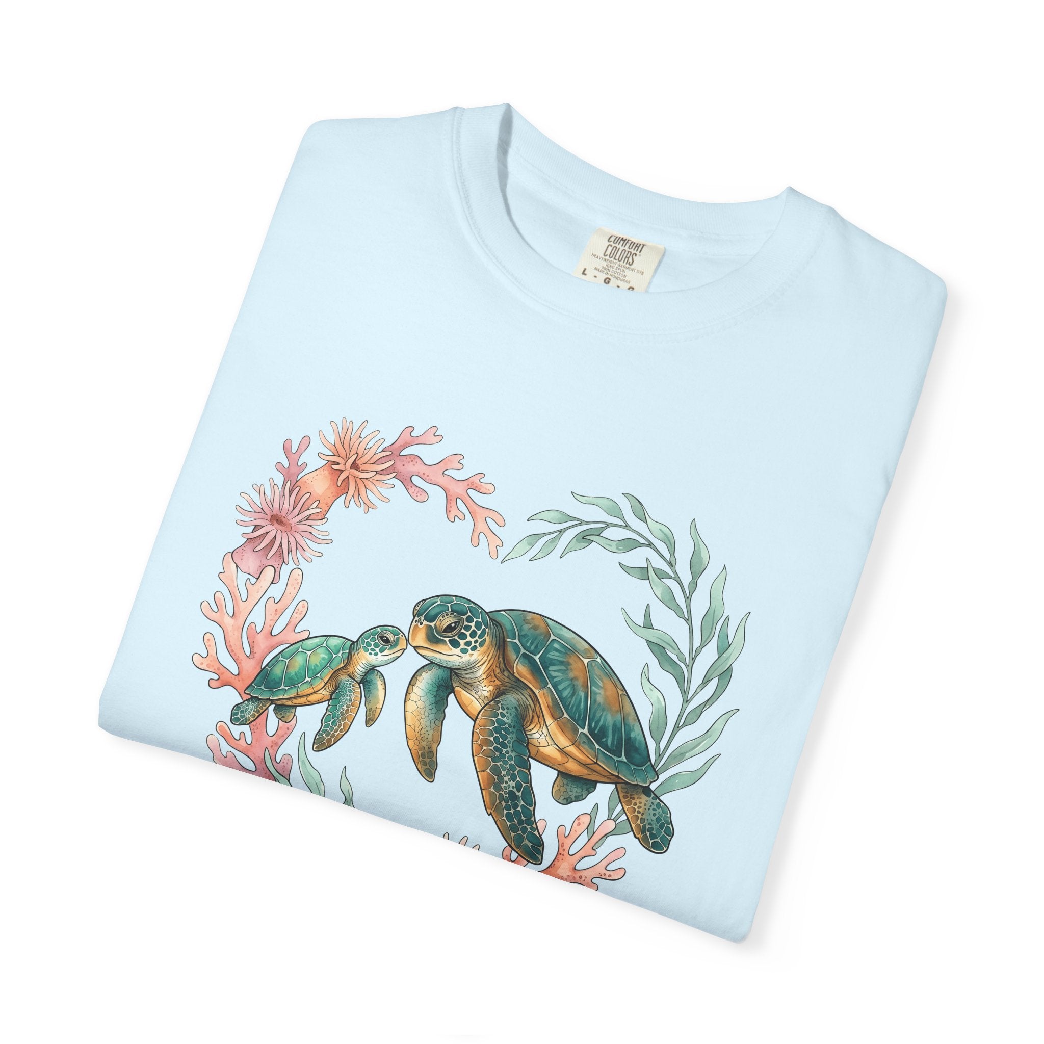 Sea Turtles Shirt Animals & Flowers Sea Life Gift Women Hand Painted Tee Turtle T-Shirt Wildlife Fan Painted Tshirt Ocean Graphic Line Art