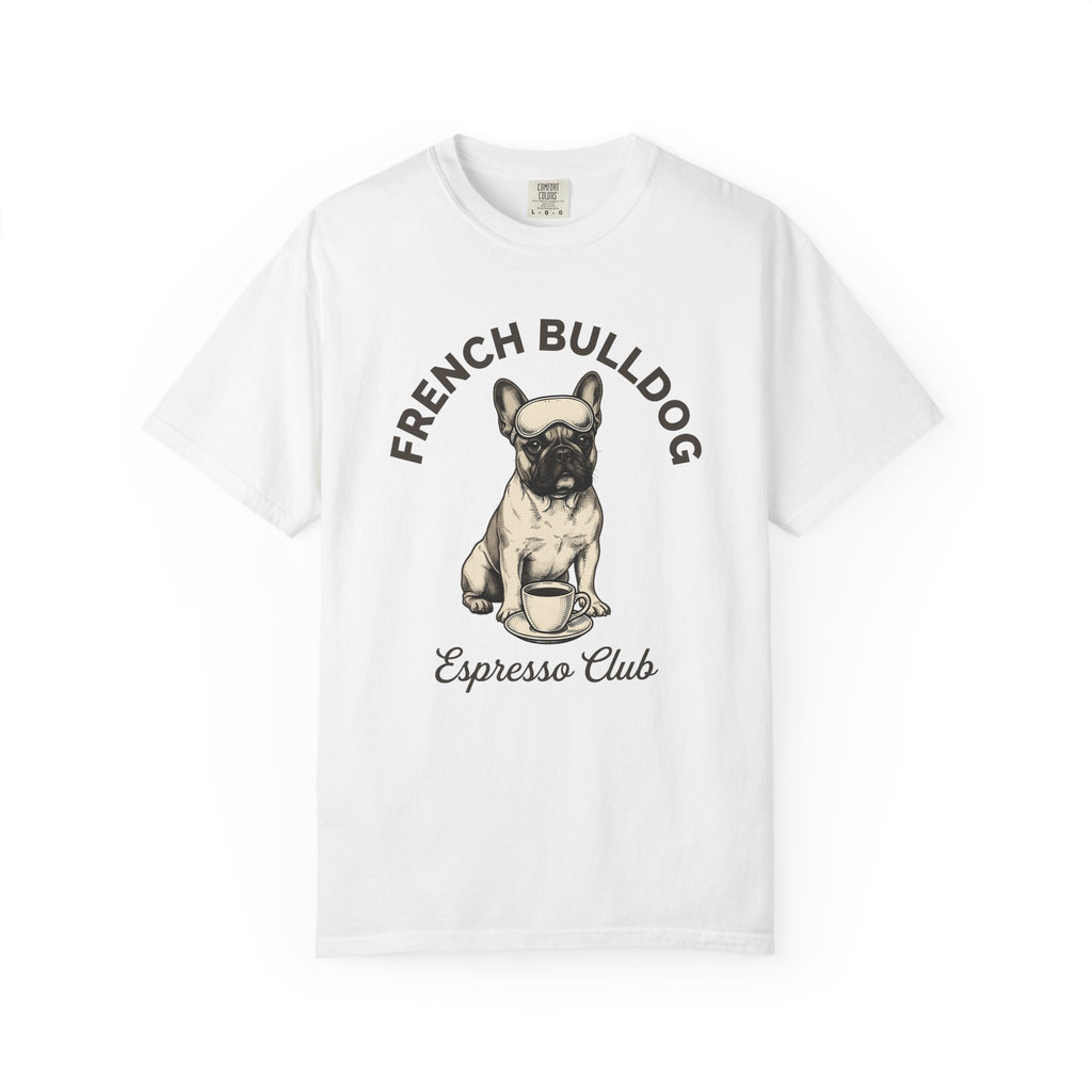 Frenchie Dog Shirt Dog Espresso Gift Women Retro Tee French Bulldog T-Shirt Dog Fan Puppy Tshirt Coffee Graphic Sketch Mug Tshirt