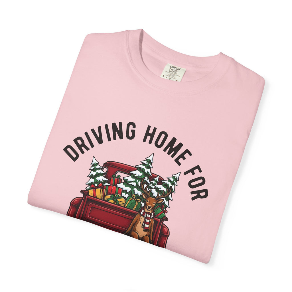 Red Vehicle Reindeer Shirt Christmas Kin Gift Women Rustic Tee Reindeer T-Shirt Xmas Fan Holiday Tshirt Family Graphic Outline Pine Tree