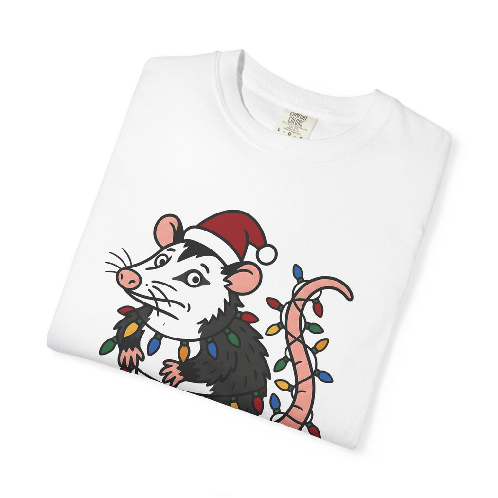 Possum Christmas Hat Shirt Christmas Pet Gift Women Doodle Tee Opossum T-Shirt Christmas Fan Opossum Doodle Tshirt Pet Graphic Line Art Xmas