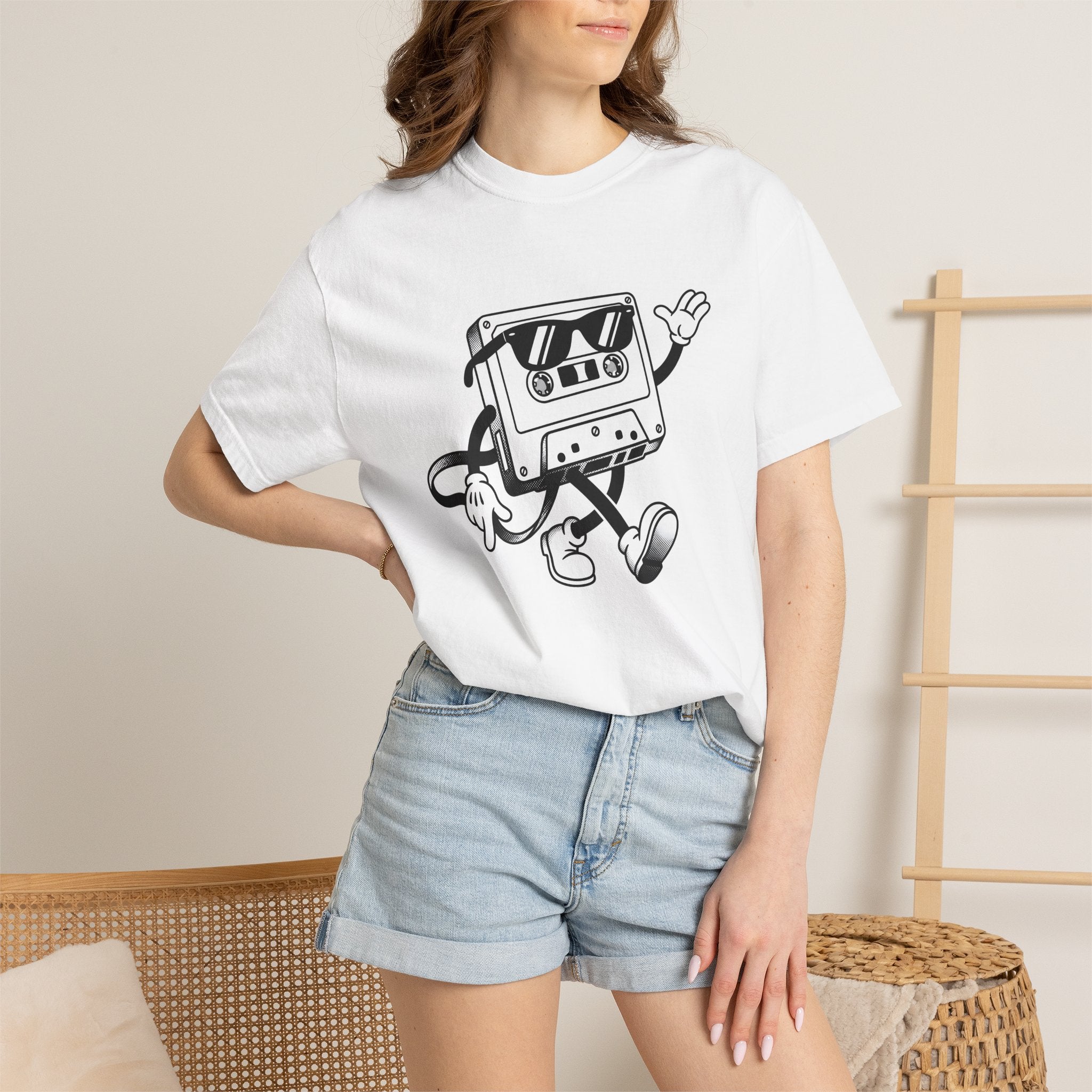 Tape Cartoon Character Shirt Vintage Audio Gift Women Comic Tee Scotch Tape T-Shirt Retro Fan Cartoon Tshirt Sound Graphic Old School Shades