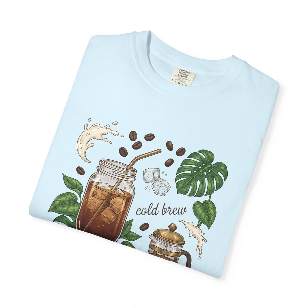 Iced Coffee Jar Shirt Coffee Foodie Gift Women Hand Drawn Tee Cold Brew T-Shirt Coffee Fan Illustrated Tshirt Food Graphic Vintage Coffee