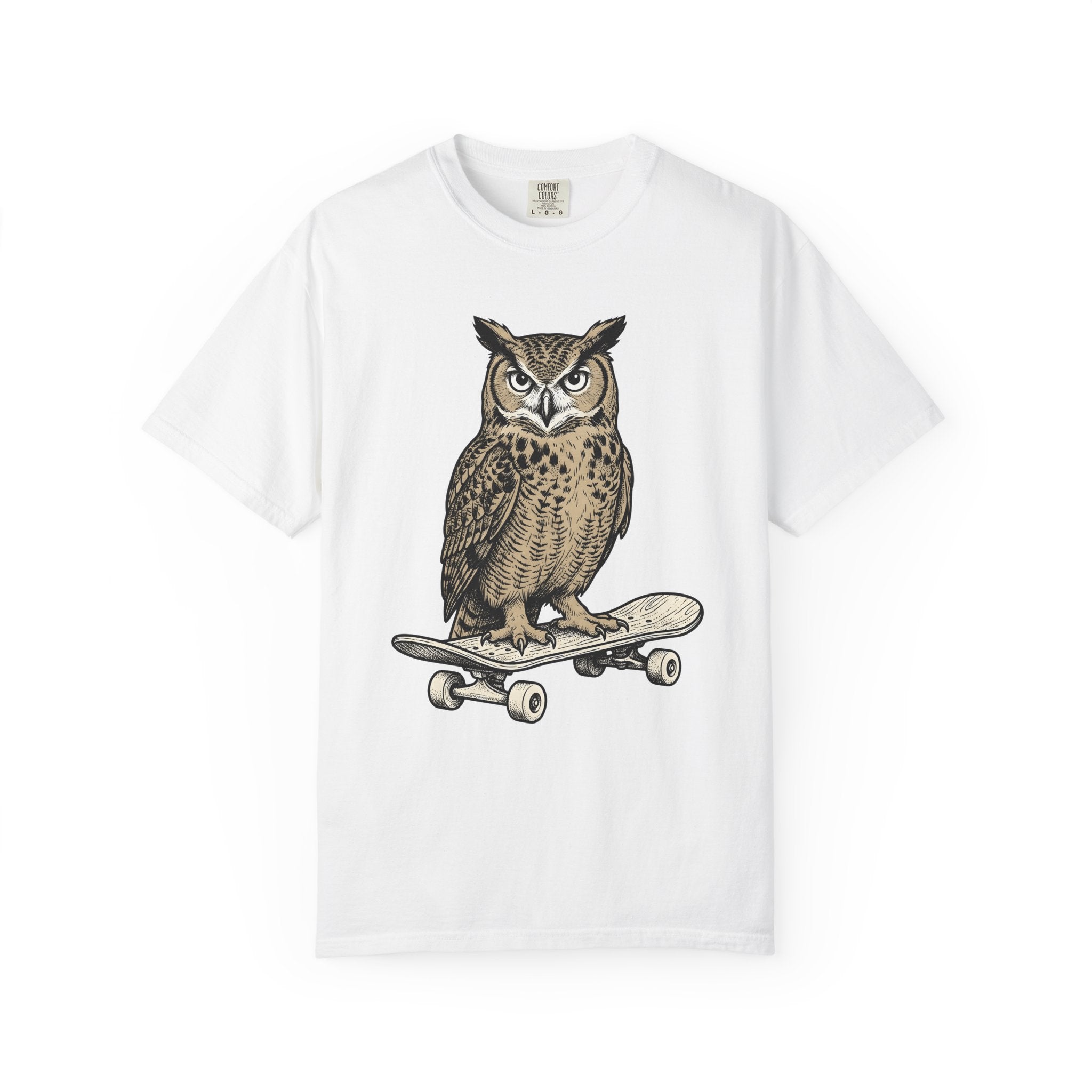 Owl Skateboarding Shirt Sports Wildlife Gift Women Sketch Tee Owl T-Shirt Athlete Fan Hoot Illustration Graphic Retro Creature Tshirt