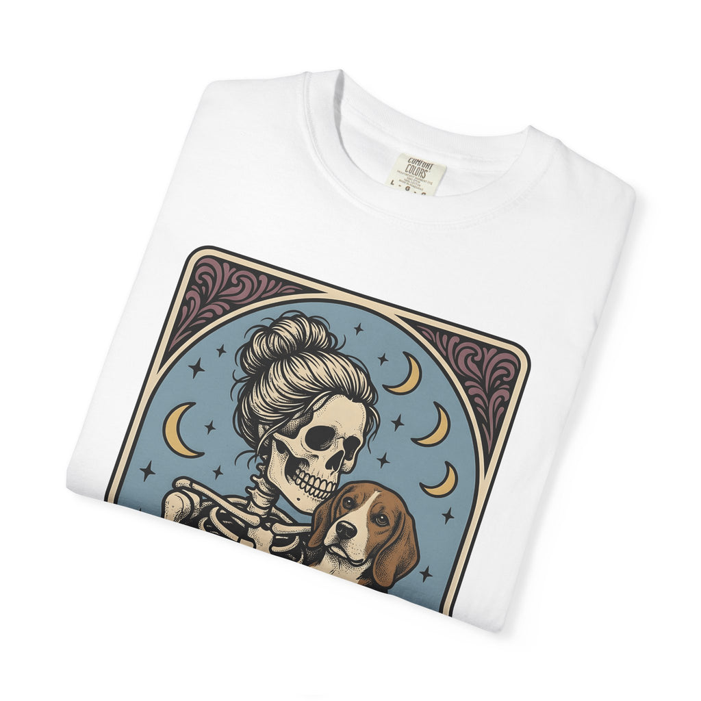 Skeleton Woman Beagle Shirt Halloween Dog Gift Women Vintage Tee Skeleton T-Shirt Horror Fan Retro Tshirt Dog Graphic Hand Drawn Crescent
