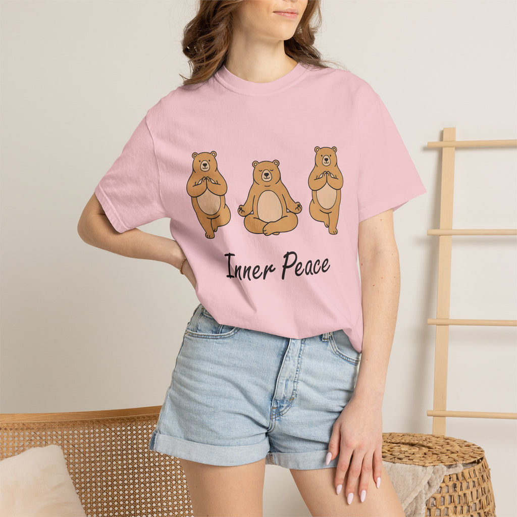 Meditation Bear Shirt Yoga Wildlife Gift Women Kawaii Tee Bear T-Shirt Yoga Enthusiast Cute Tshirt Animal Graphic Simple Zen Pose Tshirt