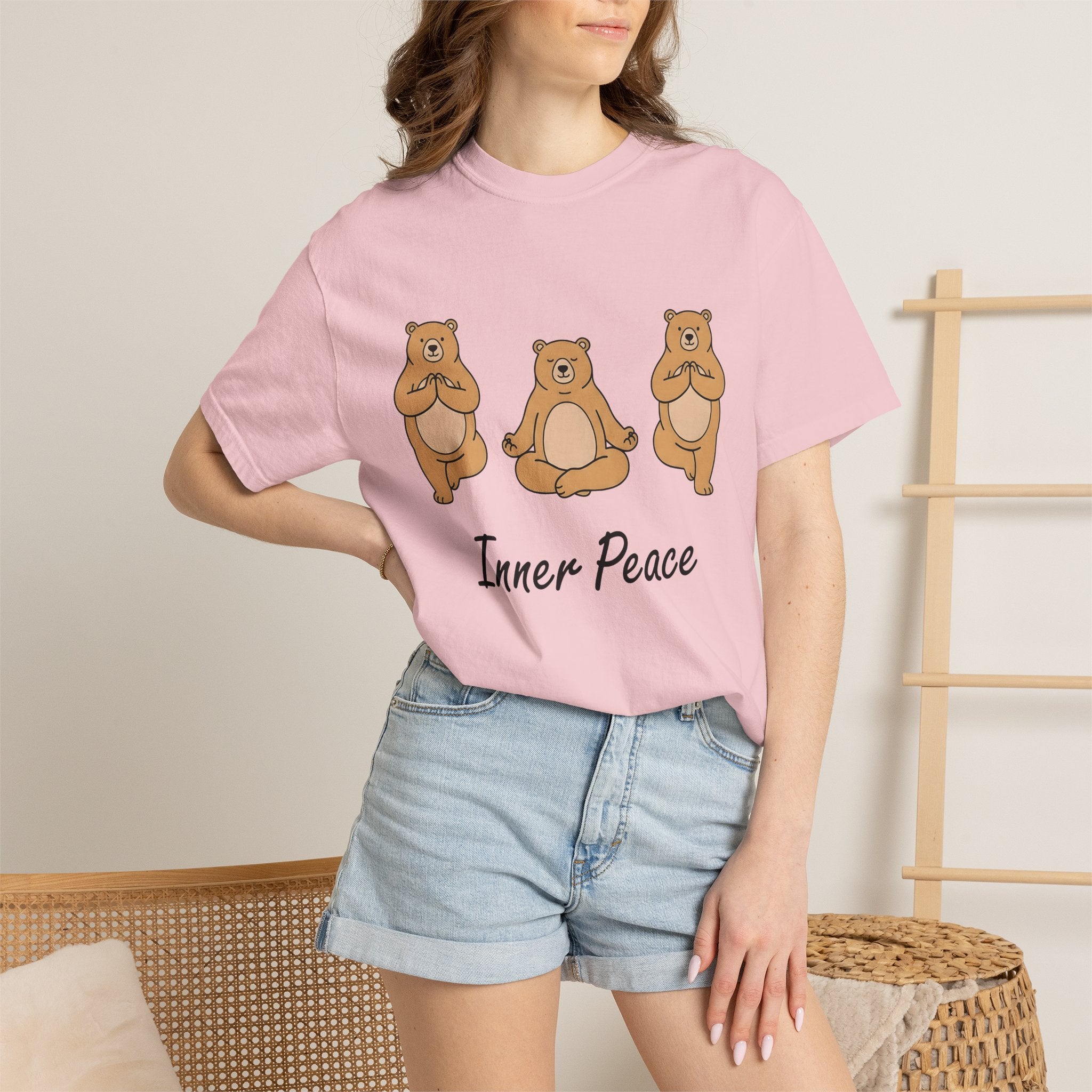 Meditation Bear Shirt Yoga Wildlife Gift Women Kawaii Tee Bear T-Shirt Yoga Enthusiast Cute Tshirt Animal Graphic Simple Zen Pose Tshirt