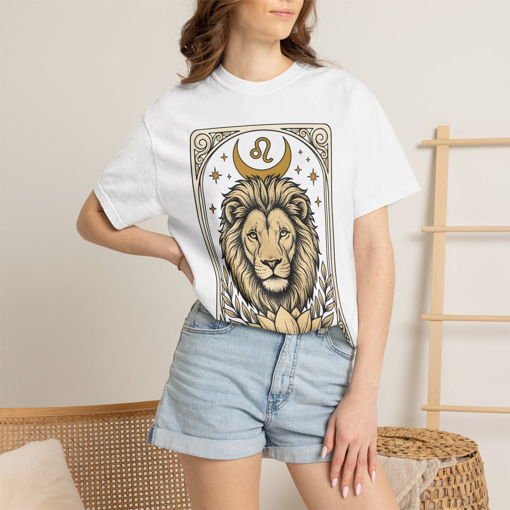 Lion Tarot Card Shirt Boho Chic Zodiac Gift Women Boho Tee Tarot T-Shirt Hippie Fan Bohemian Tshirt Astrology Graphic Vintage Stars Tshirt