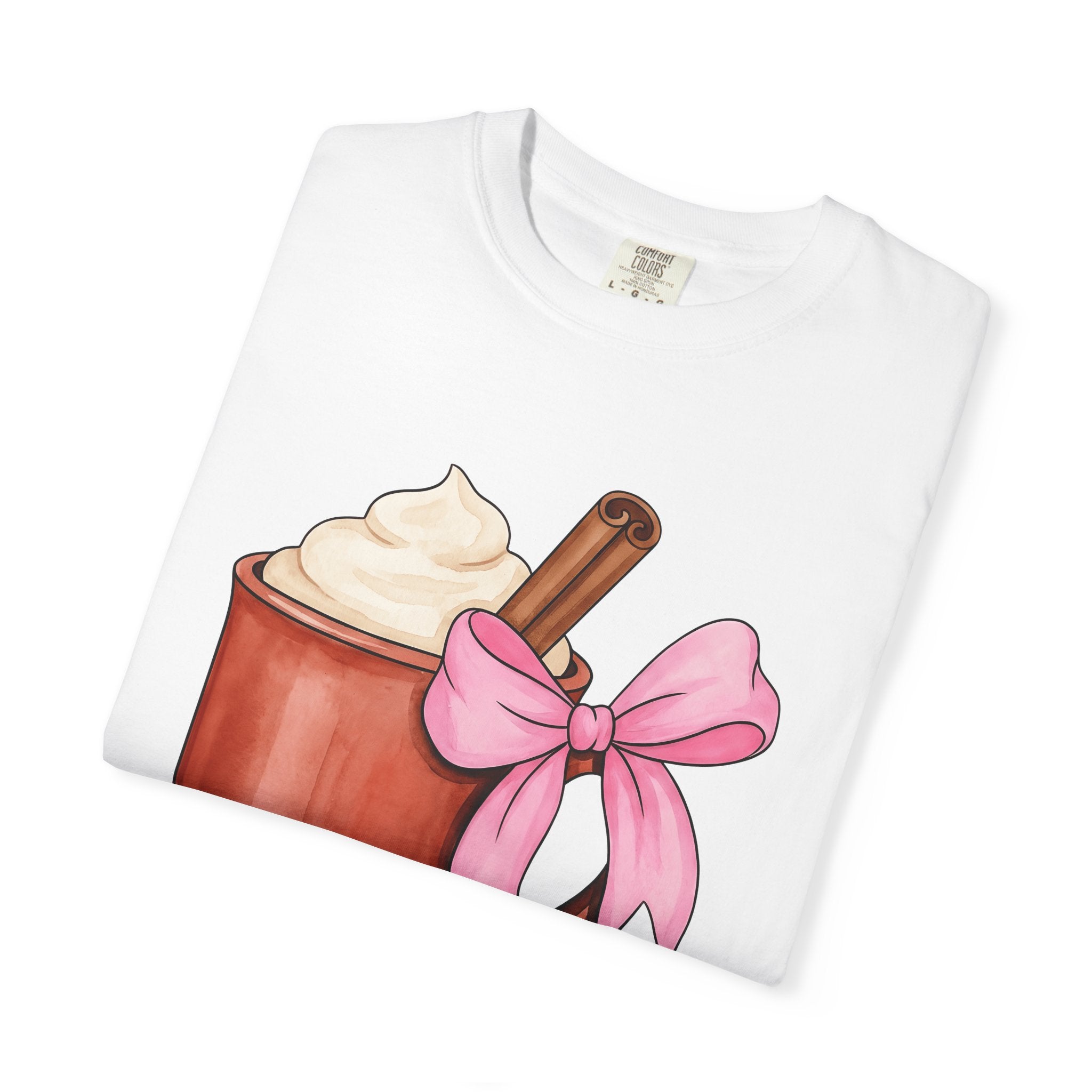Hot Chocolate Mug Shirt Holiday Coffee Gift Women Watercolor Tee Cocoa Mug T-Shirt Christmas Fan Painted Tshirt Coffee Bean Graphic Hand