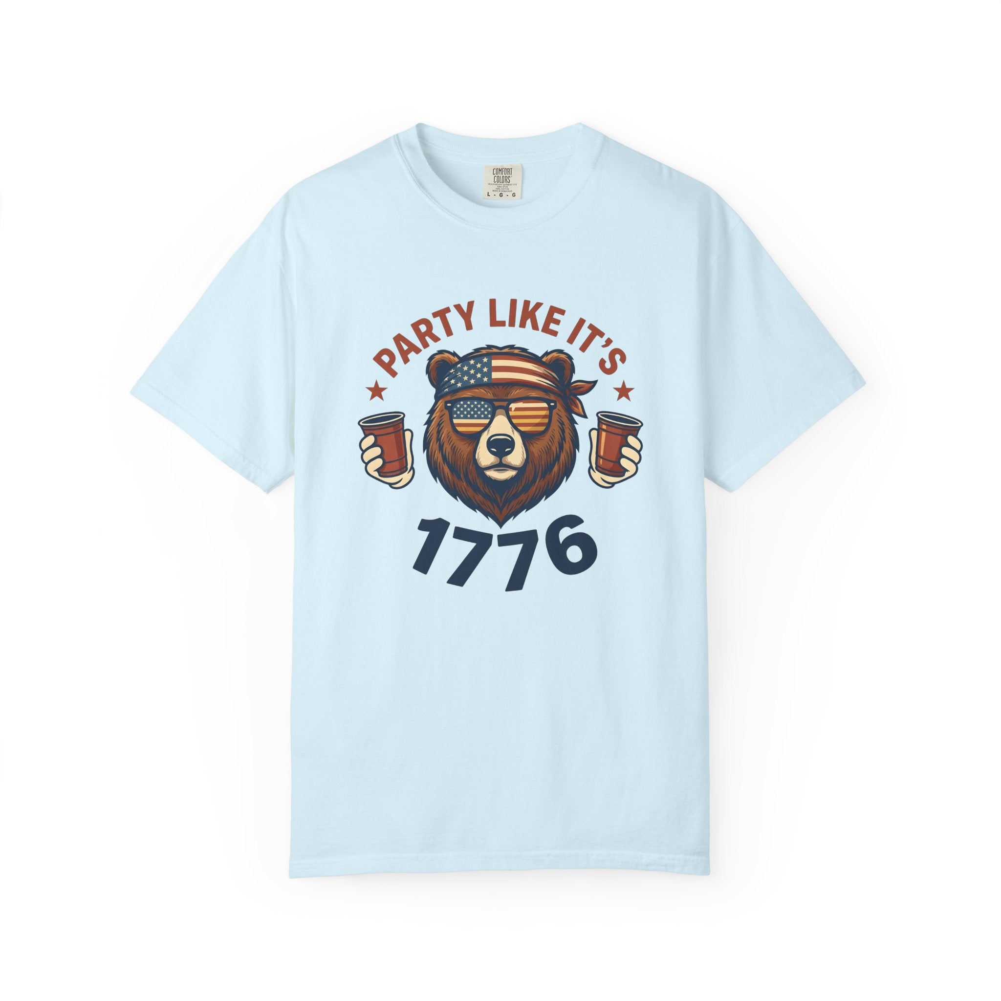 Bear Sunglasses Shirt America Patriotic Gift Women Vintage Tee Teddy T-Shirt Independence Fan Distressed Graphic Retro American Flag Tshirt