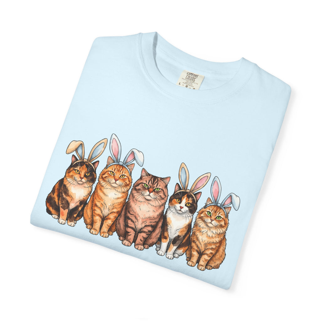 Cats Bunny Ears Shirt Easter Cat Gift Women Watercolor Tee Kitten T-Shirt Bunny Fan Feline Graphic Hand Drawn Animal Group Tshirt