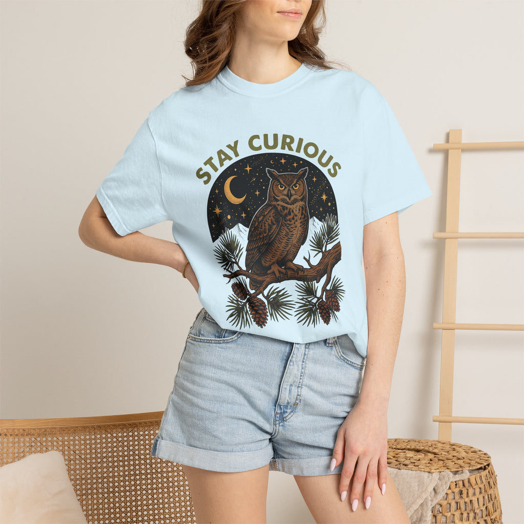 Owl Graphic Shirt Nature Woodland Gift Women Vintage Tee Hoot Owl T-Shirt Outdoors Enthusiast Retro Tshirt Forest Graphic Hand Drawn